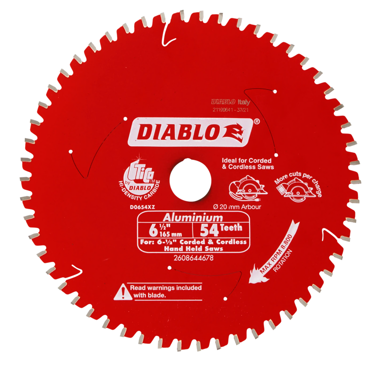 Diablo 165mm 54T Aluminium/Plastic Circular Saw Blade