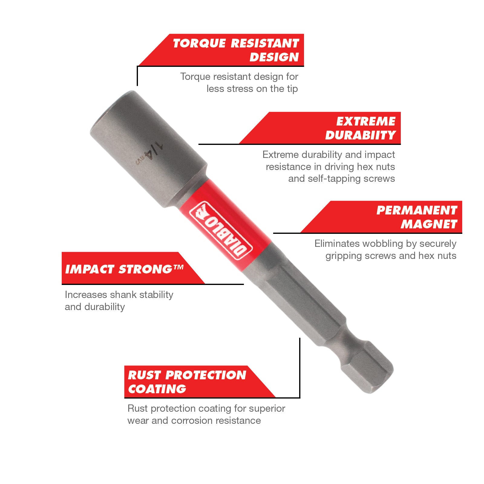 Diablo 1/4" 65mm Magnetic Hex Nut Setter