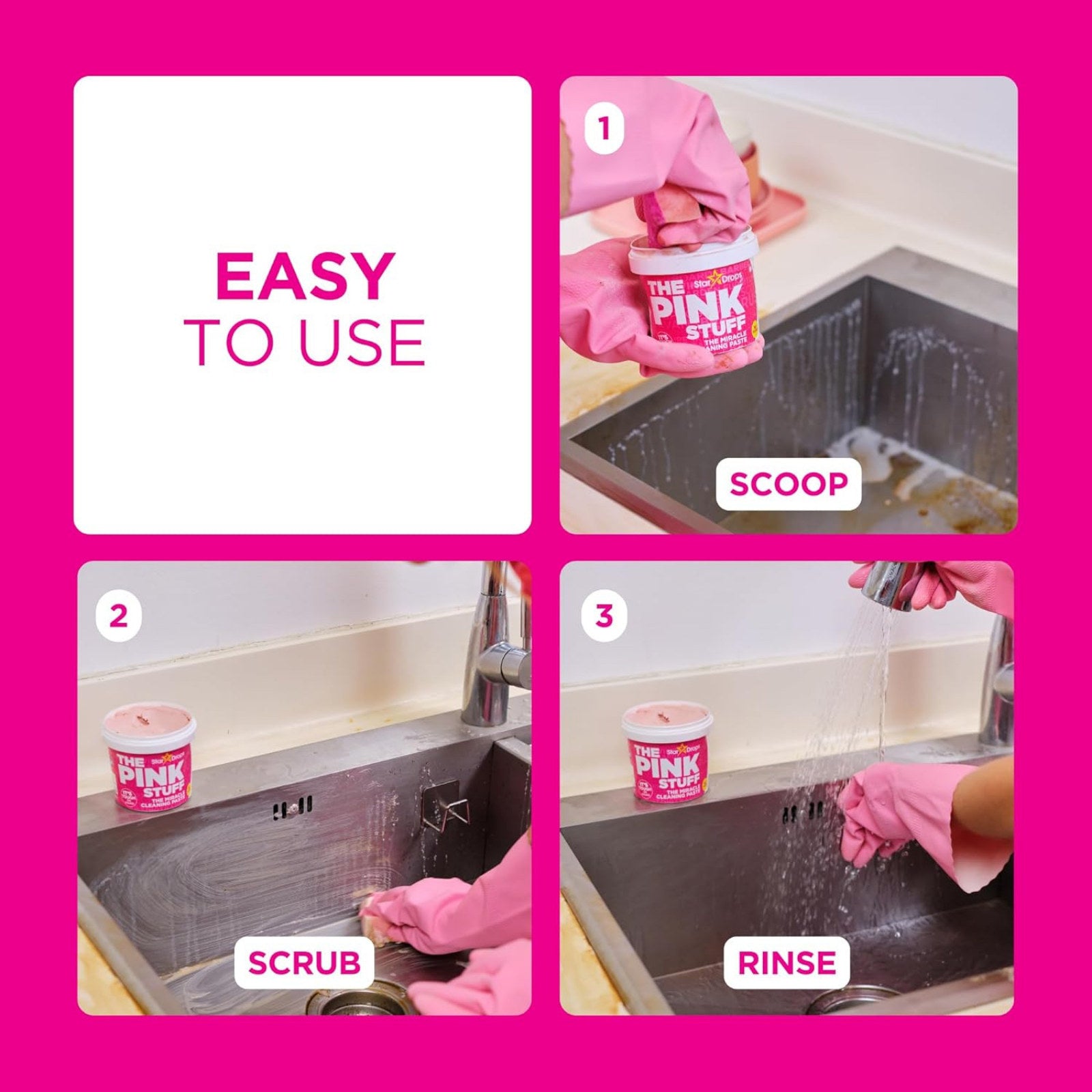 The Pink Stuff 850g Miracle Cleaning Paste Phosphate Free Indoor Outdoor