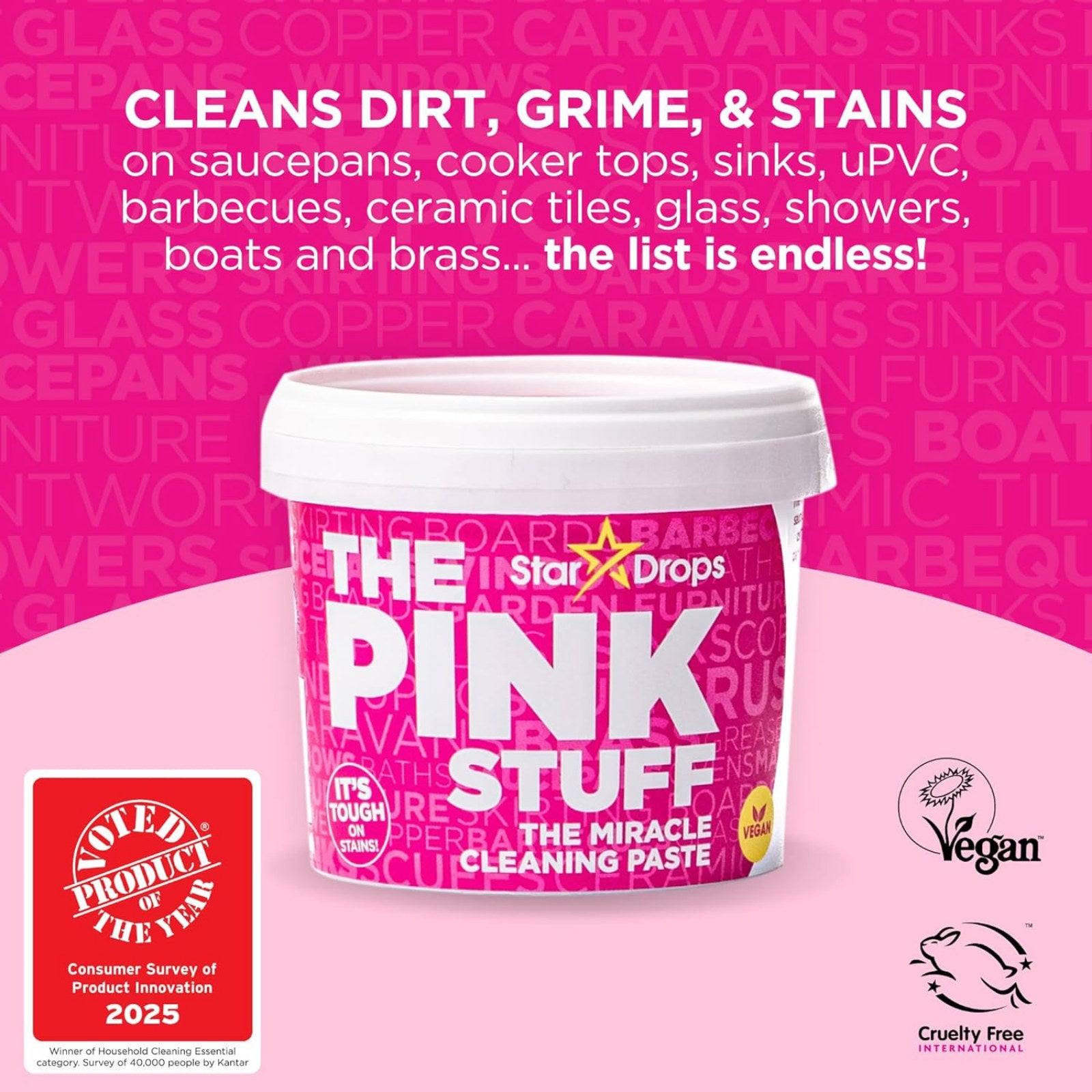 The Pink Stuff 850g Miracle Cleaning Paste Phosphate Free Indoor Outdoor