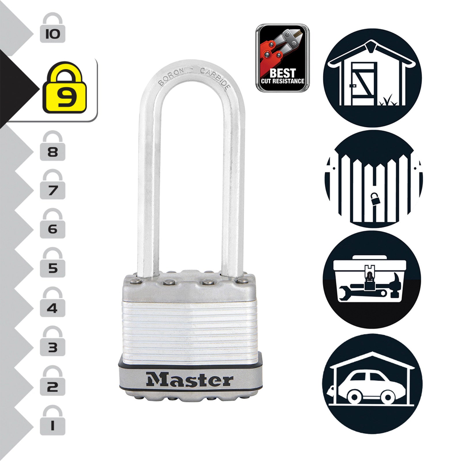 Master Lock 51mm Magnum Laminated Steel Padlock, 64mm Extra Long Shackle - 2 Pack