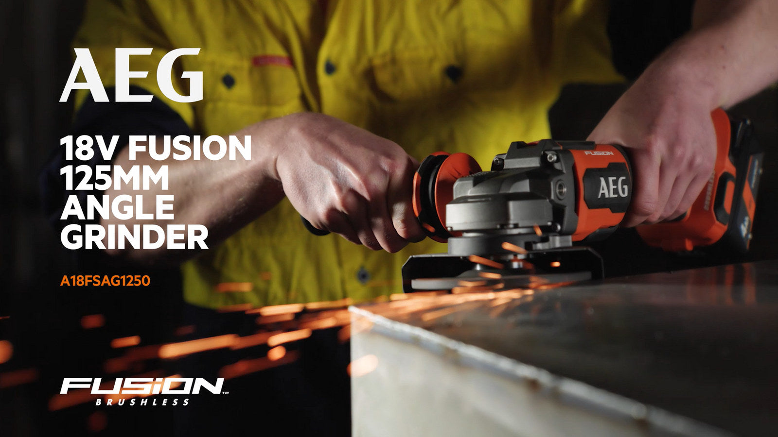 AEG 18V 125mm Fusion Angle Grinder Skin Only A18FSAG1250