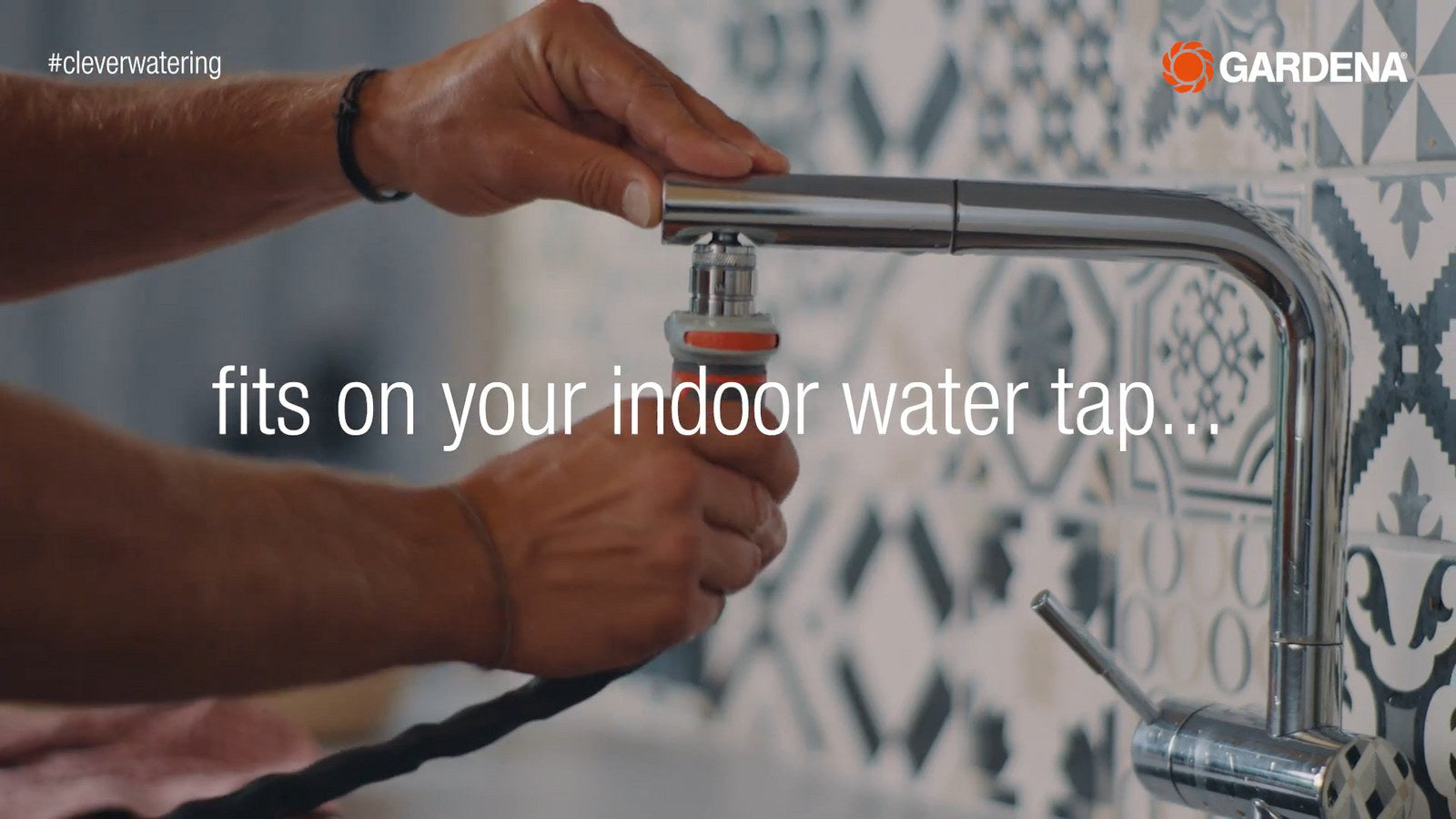 Gardena Indoor Plastic Tap Adaptor Grey / Orange