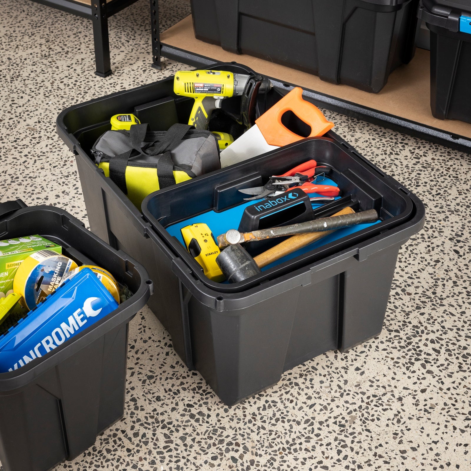 Inabox 15L Iron Black Heavy Duty Insert Tray Stackable