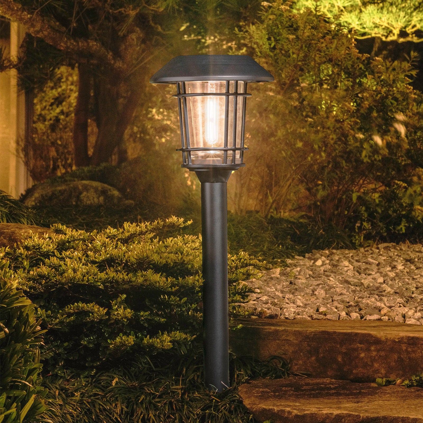 Luxzone 60cm Aluminium LED Solar Pathway Light 30 Lumens Dusk to Dawn QWPL20096-BLK