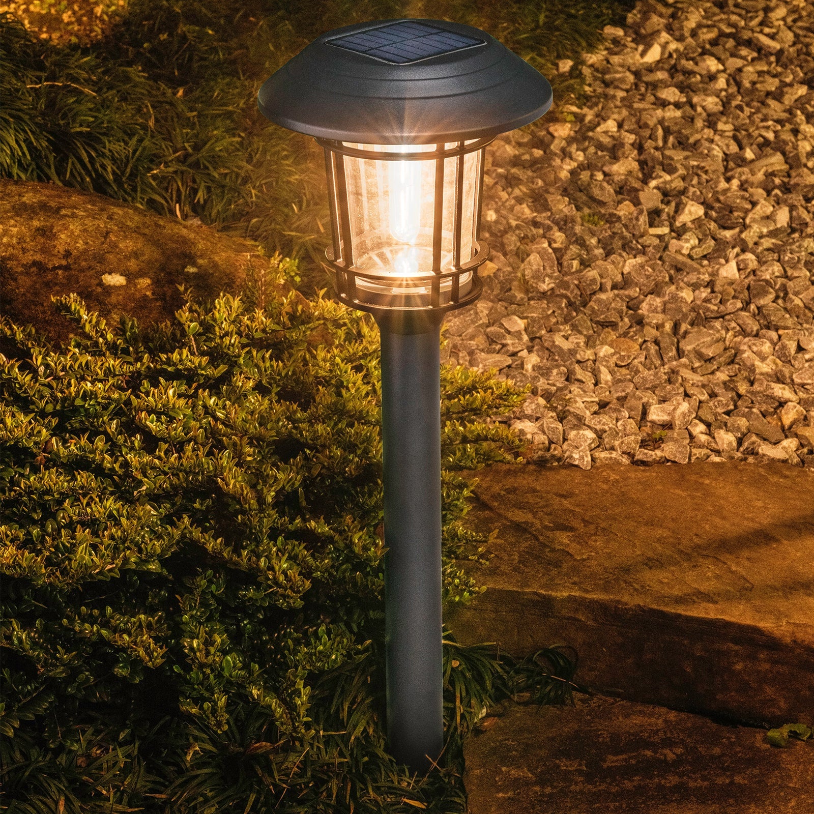 Luxzone 60cm Aluminium LED Solar Pathway Light 30 Lumens Dusk to Dawn QWPL20096-BLK
