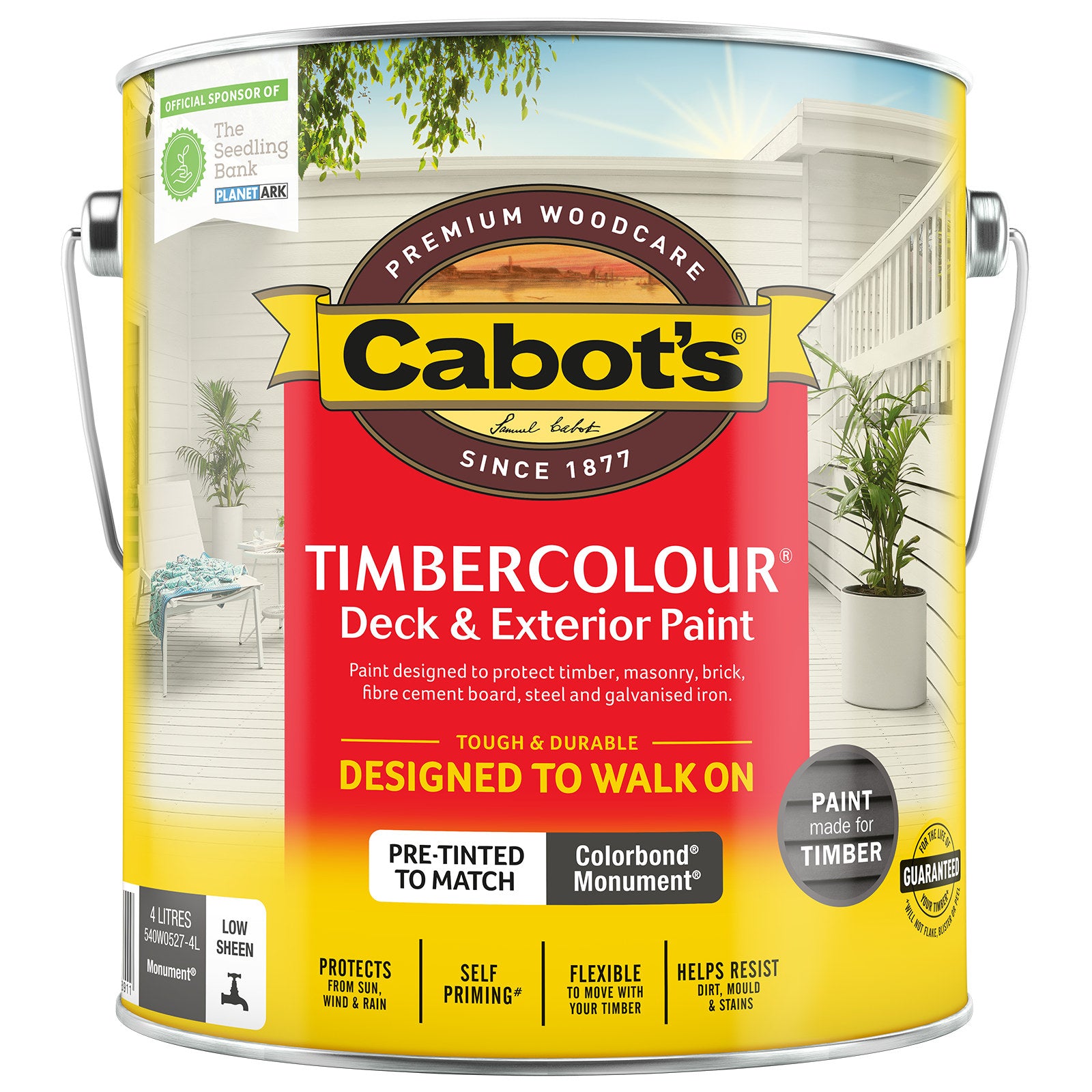 Cabot's 4L Colorbond Monument Timbercolour Deck & Exterior Paint Water Based