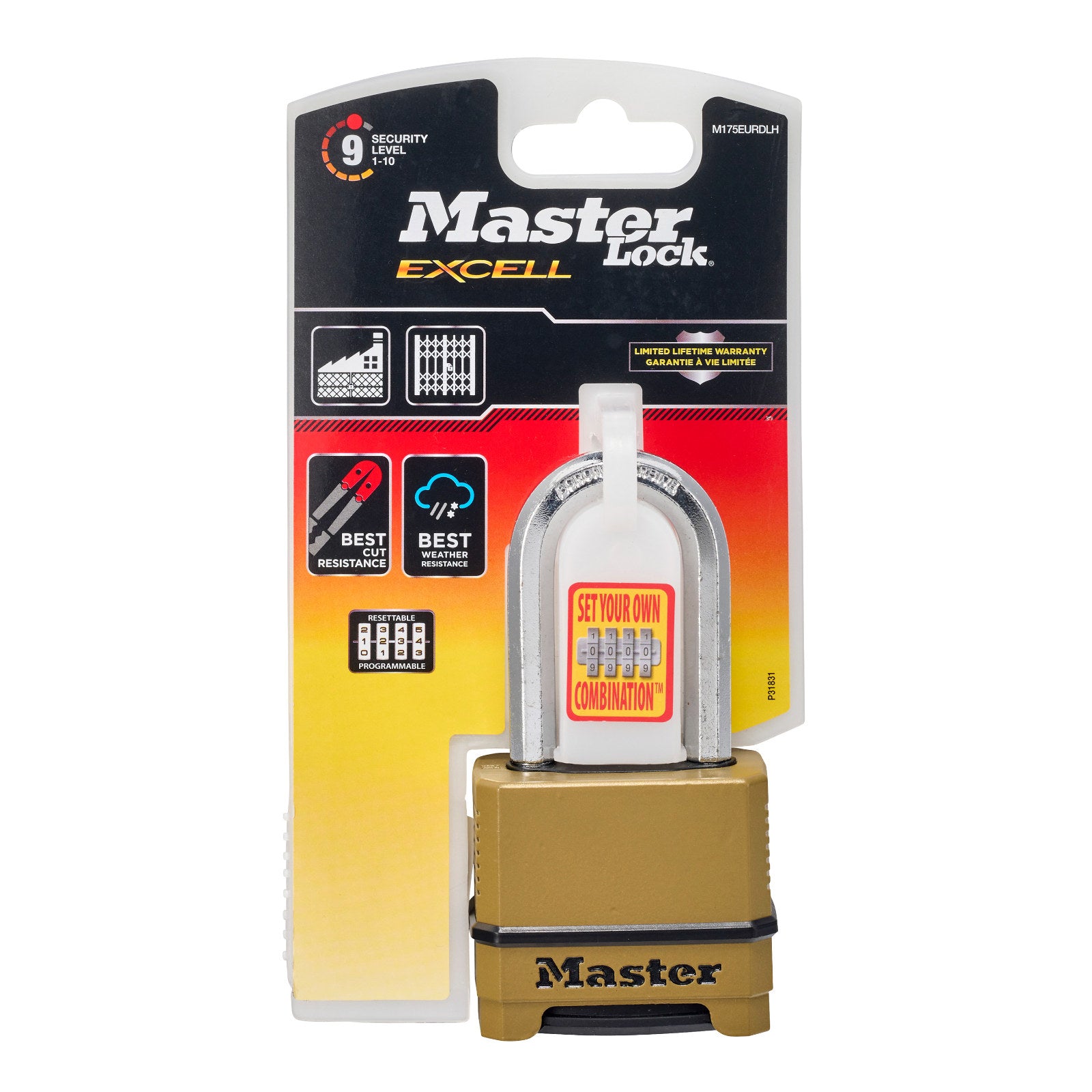 Master Lock Excell 56mm Laminated Steel Set-Your-Own Combination Padlock, 51mm Shackle