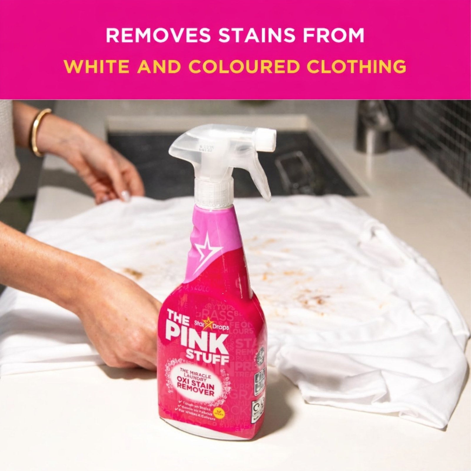The Pink Stuff 500ml Oxi Stain Remover Spray for Colour-Fast Fabrics