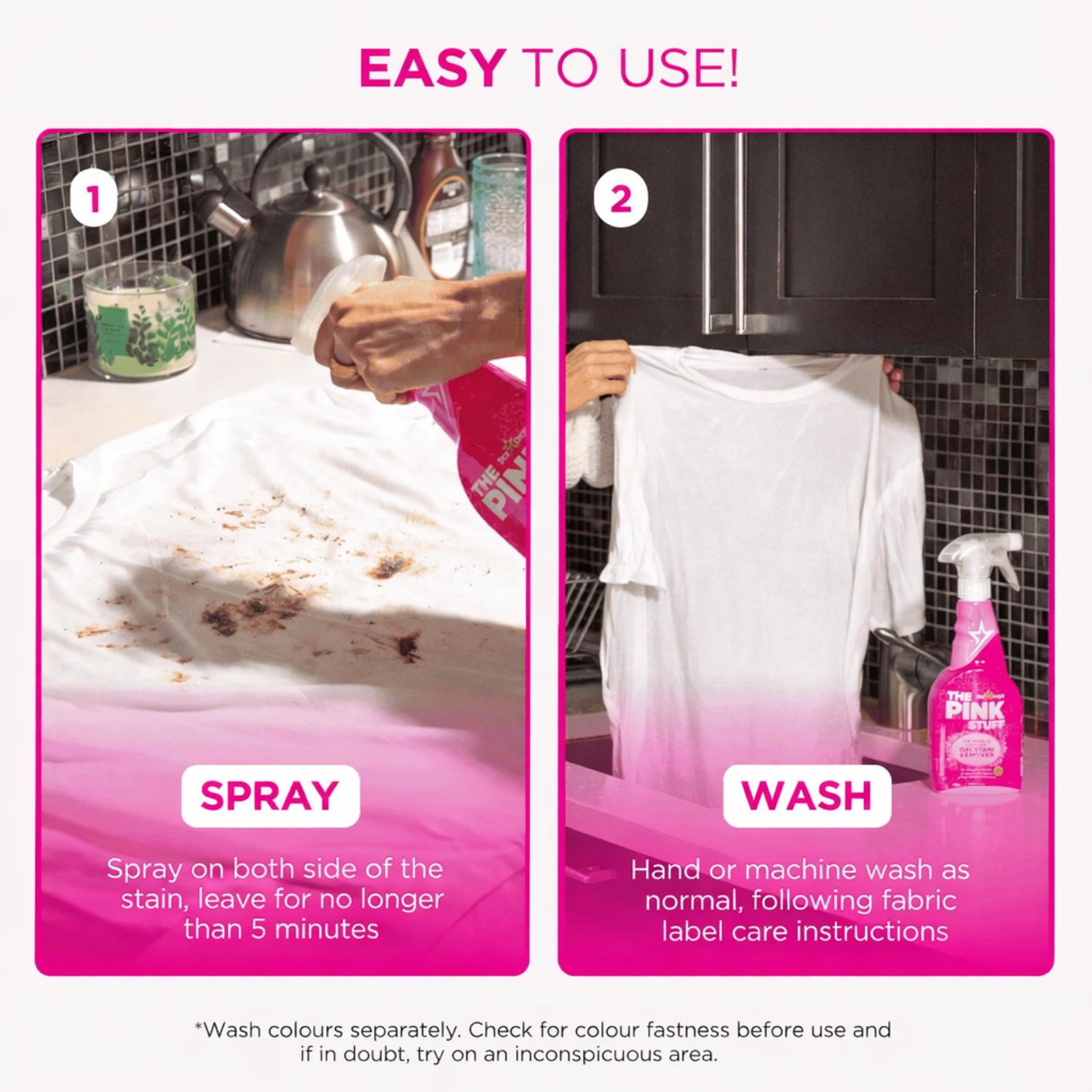 The Pink Stuff 500ml Oxi Stain Remover Spray for Colour-Fast Fabrics