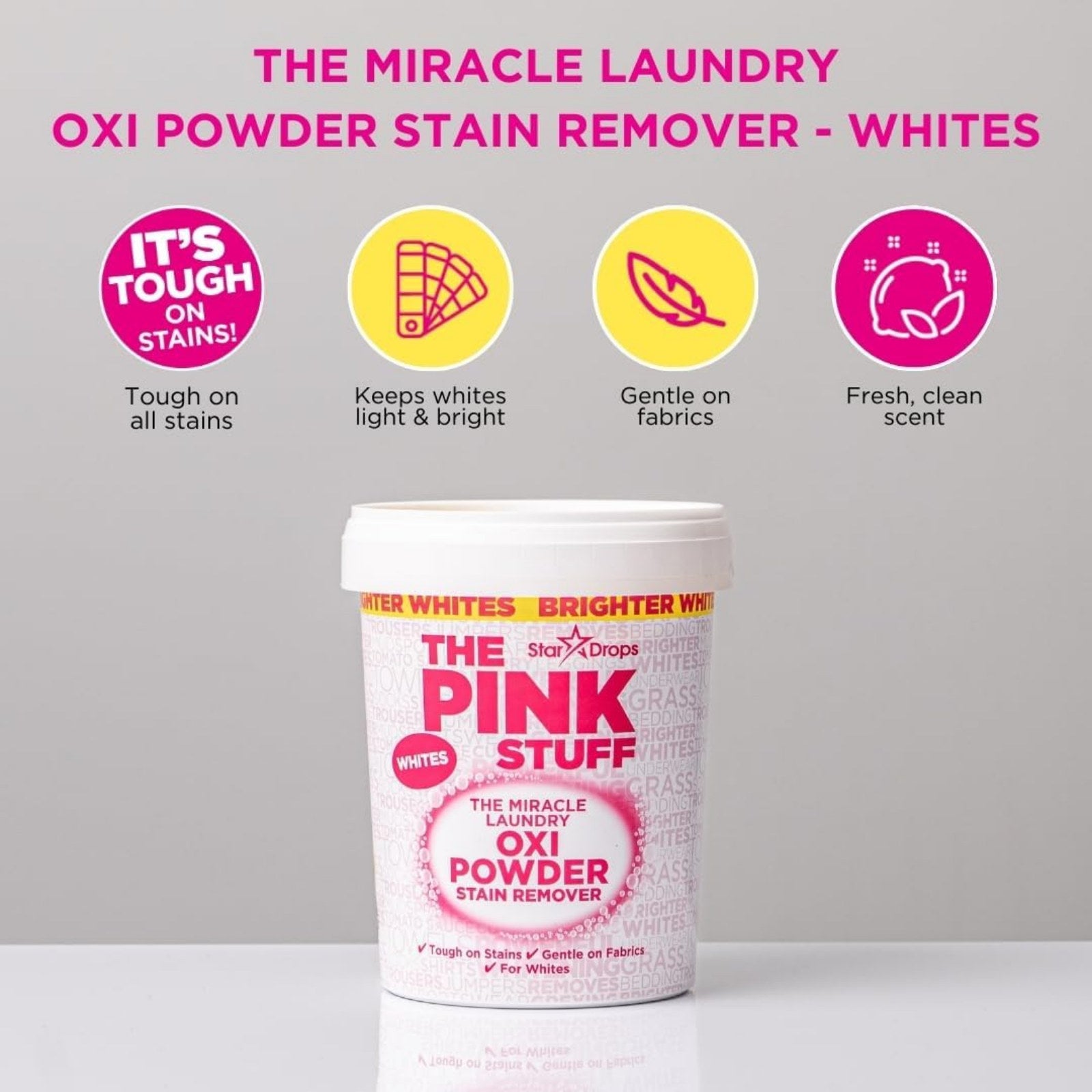 The Pink Stuff 1kg Whites Miracle Laundry Oxi Powder Stain Remover
