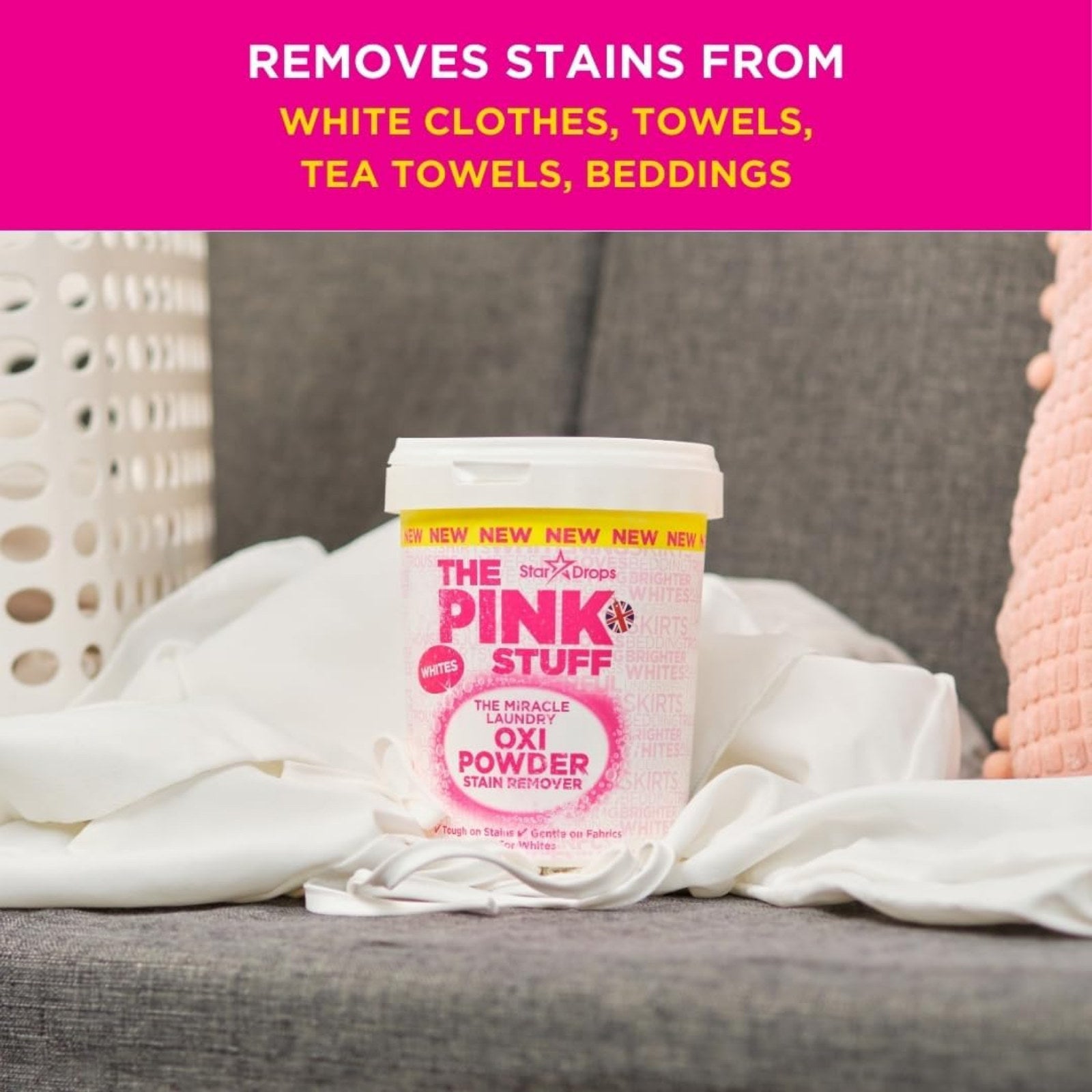 The Pink Stuff 1kg Whites Miracle Laundry Oxi Powder Stain Remover