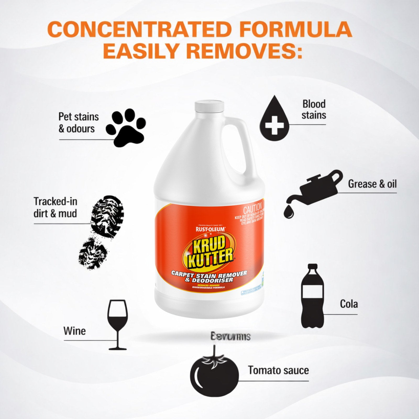 Krud Kutter Instant Carpet Stain Remover Plus Deodoriser 3.78L - Concentrated