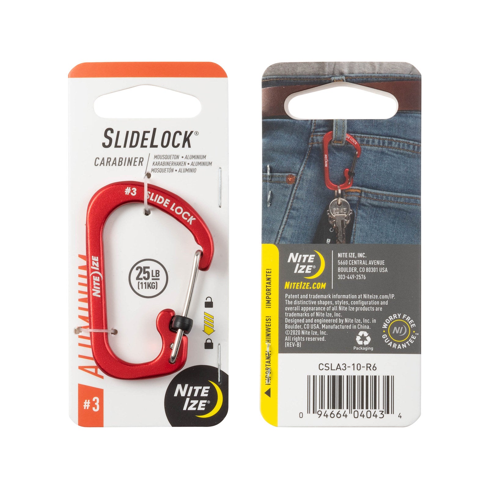 Nite Ize SlideLock Aluminium Carabiner #3 - Red