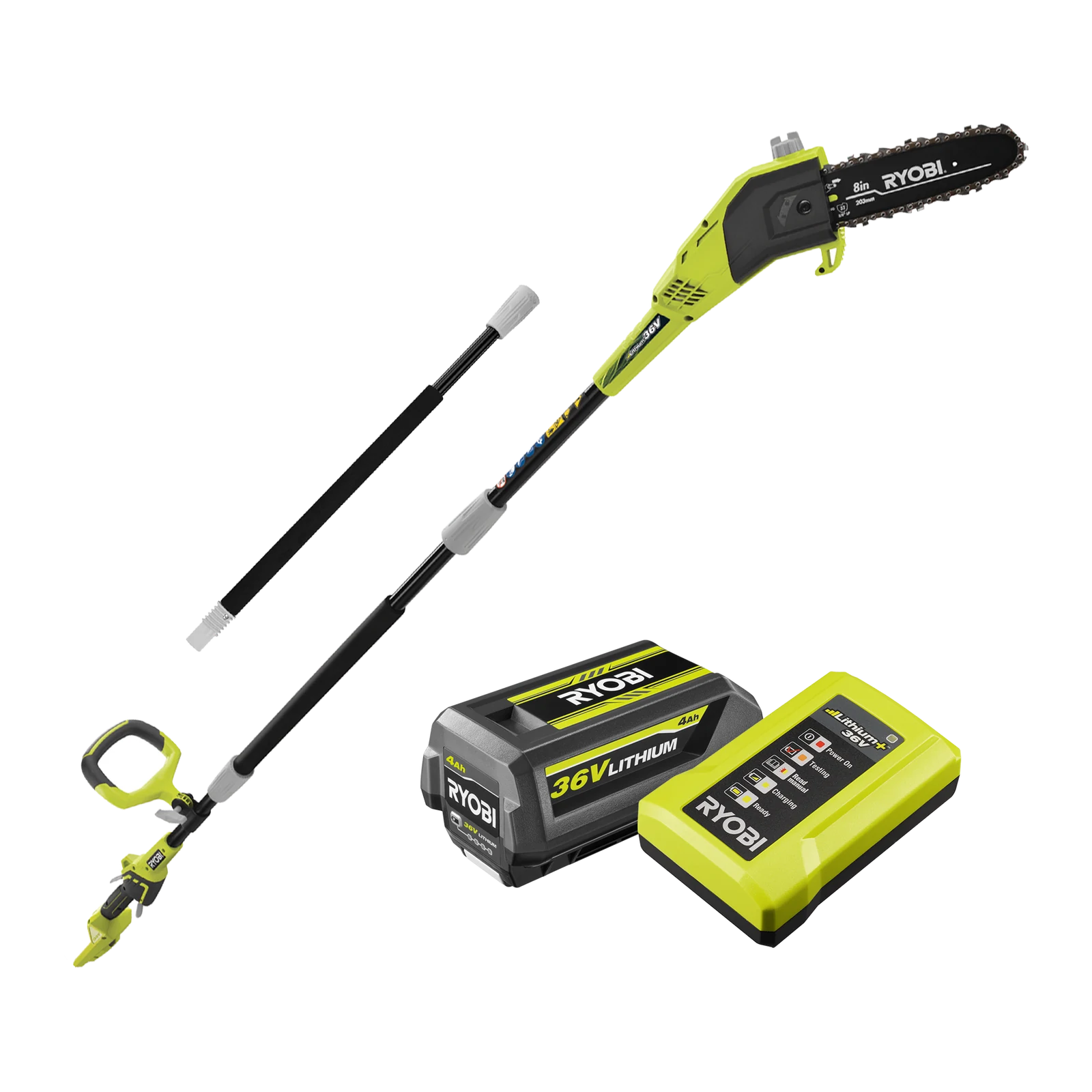 Ryobi Lithium+ 36V 8" 20cm 4.0Ah Cordless Pole Pruner Kit, Battery + Charger R36PPS114