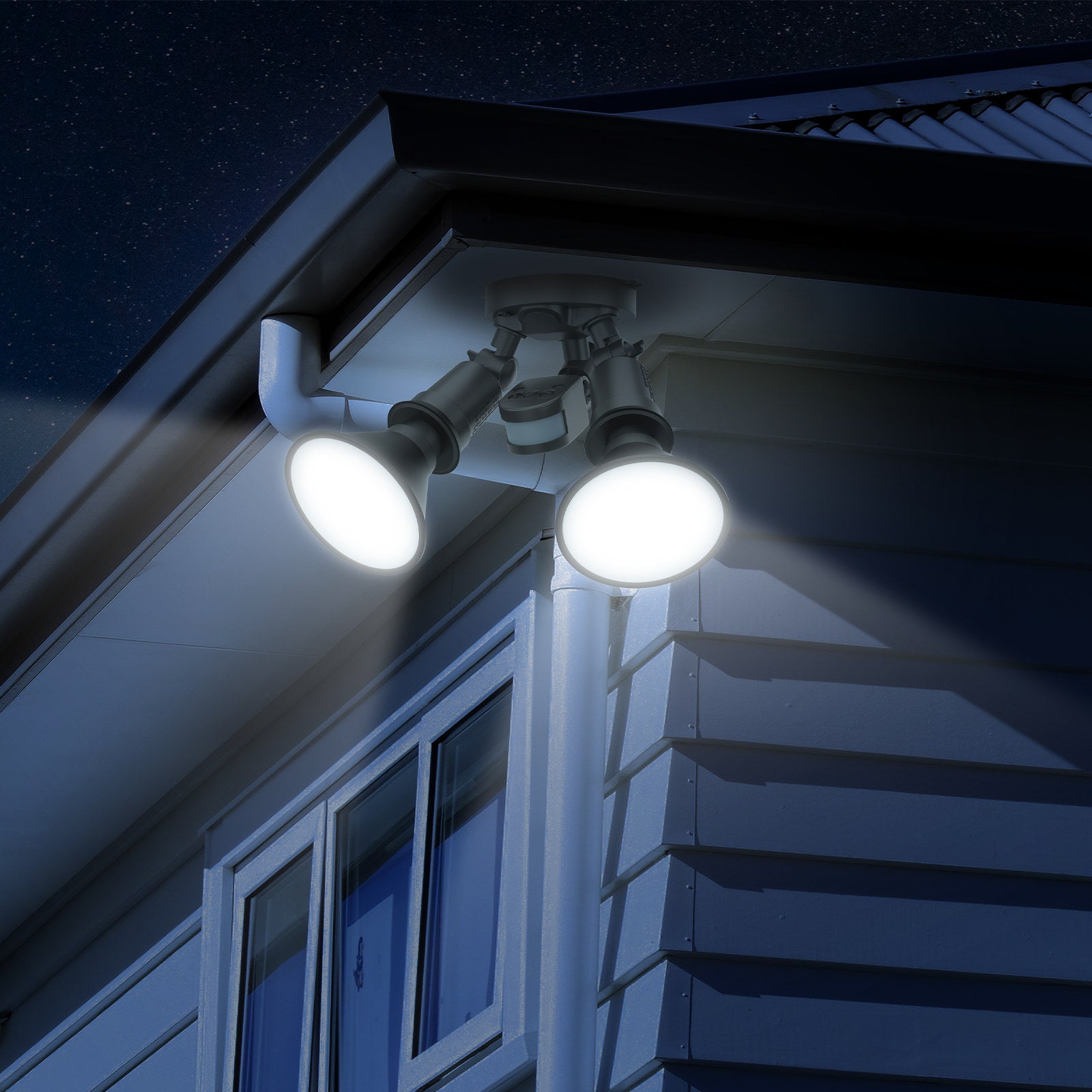Arlec Twin Head Hardwired Floodlight with Sensor Black 180 Motion MAL298