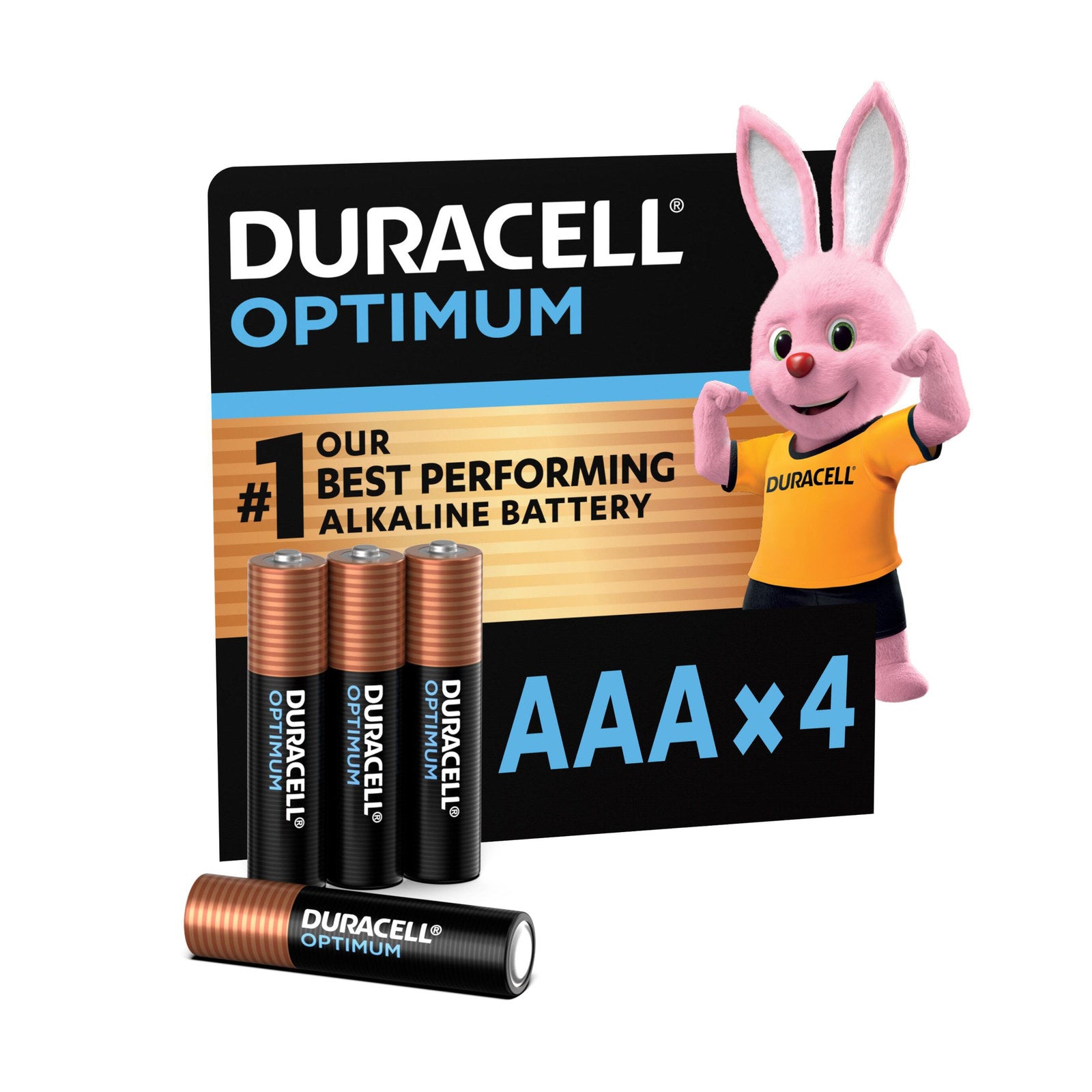 Duracell Optimum AAA Alkaline Batteries 1.5V 4 Pack, 150% Extra Power