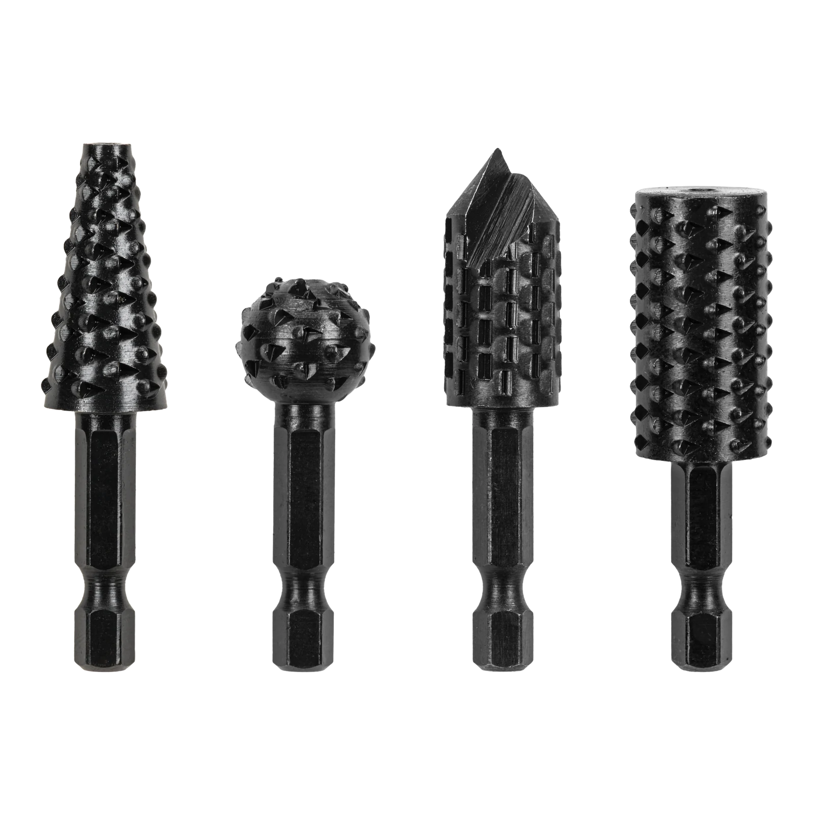 Ryobi 4 Piece Mixed Wood Rasp Set - 1/4" Hex Shank for Drill/Drivers