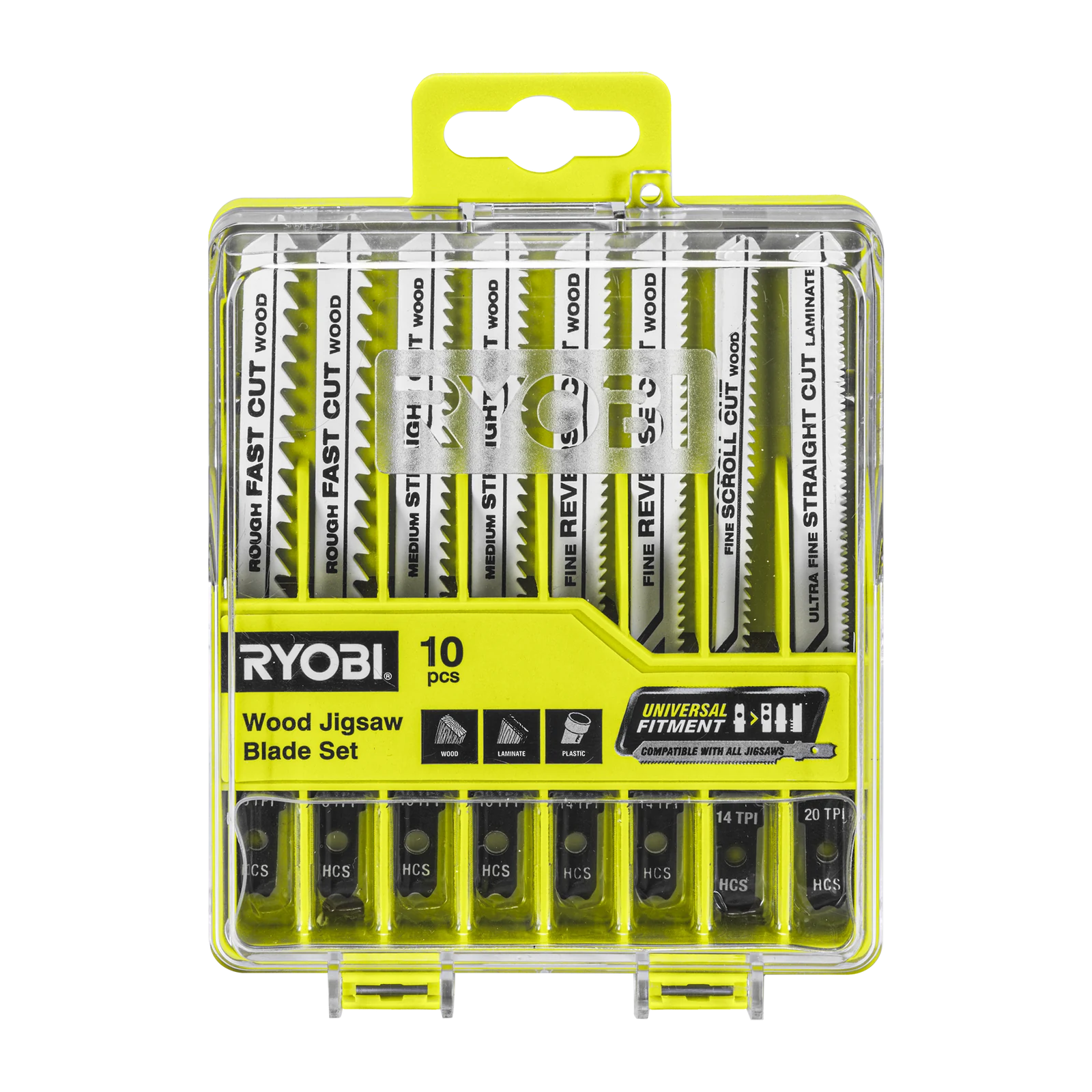Ryobi 10 Piece Wood Jigsaw Blade Set - Rough to Ultra-Fine Cuts in Timber