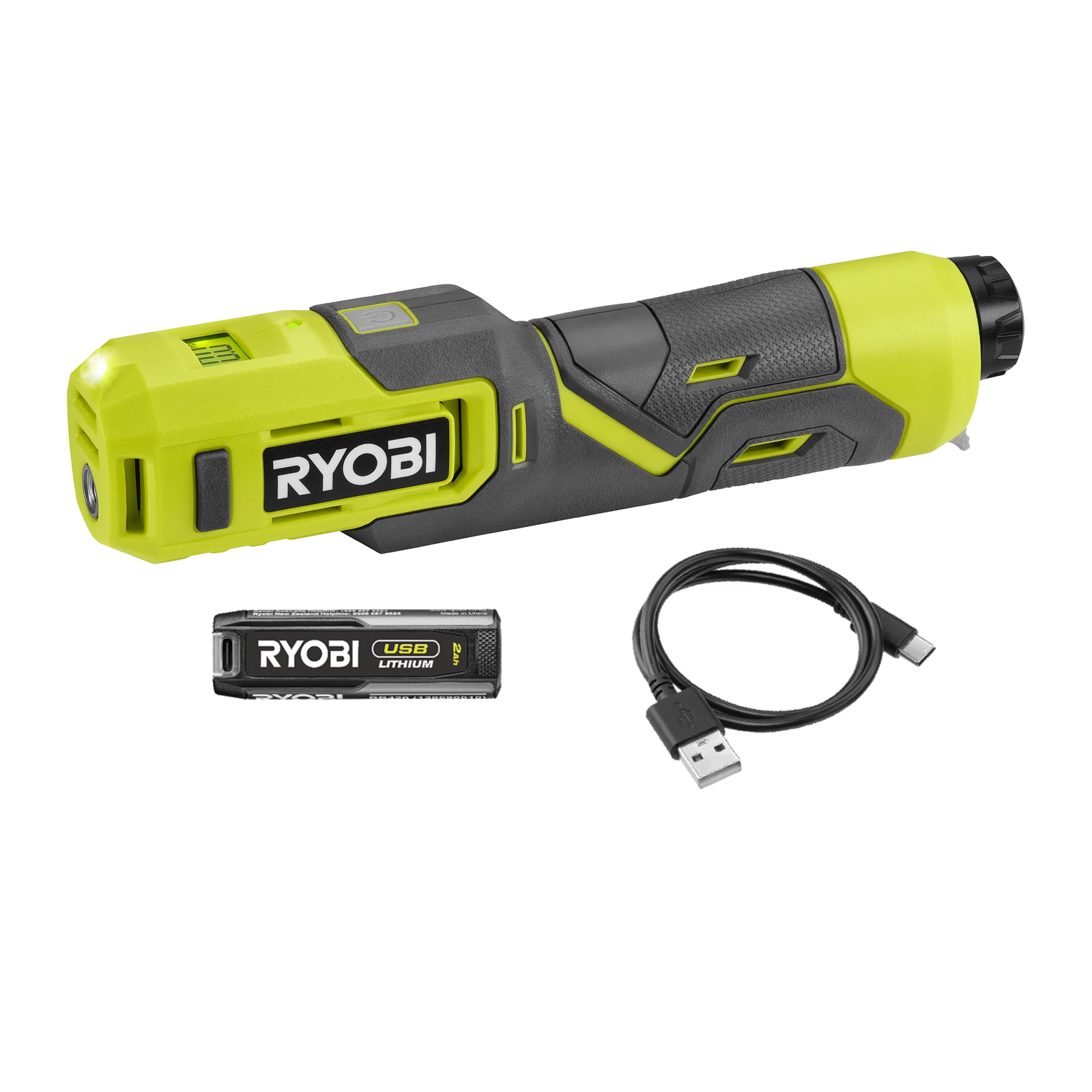 Ryobi USB Lithium High Pressure Inflator 2Ah Kit Portable 100psi RI4K