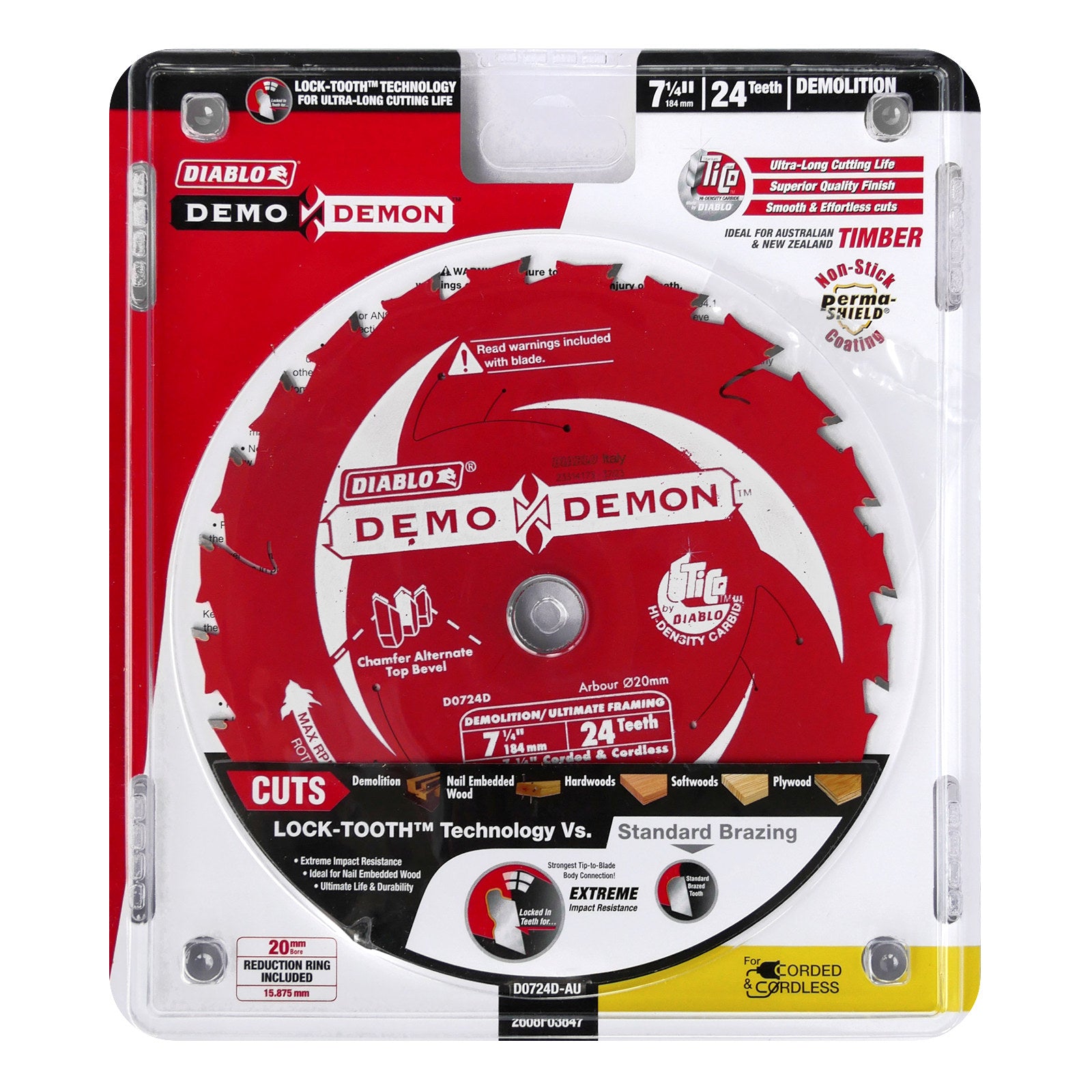 Diablo 184mm 24T Demo Demon Framing/Demolition Circular Saw Blade