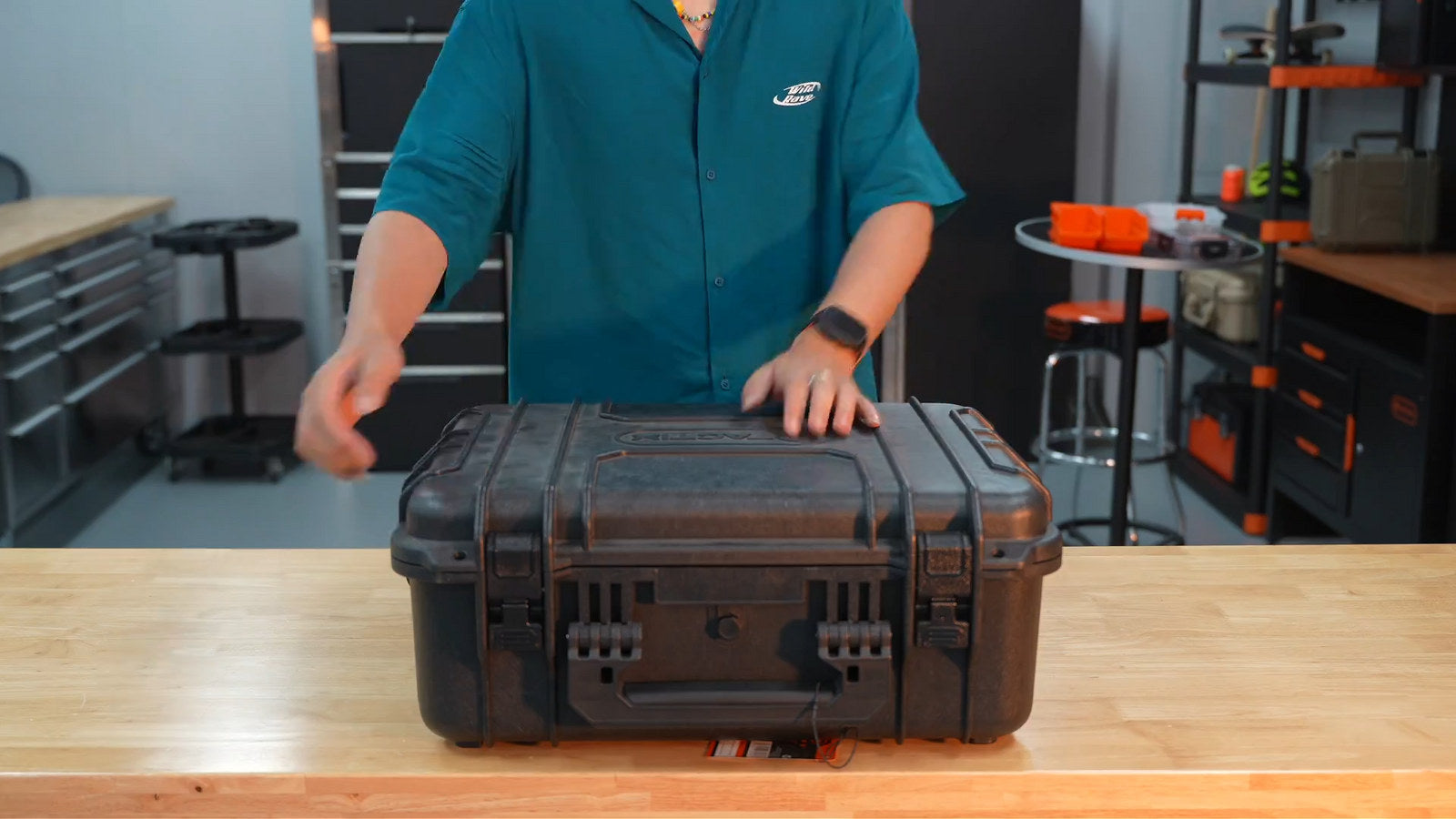 Tactix Tough Case in Black - Large, IP65 Water & Dust Resistant Storage Case