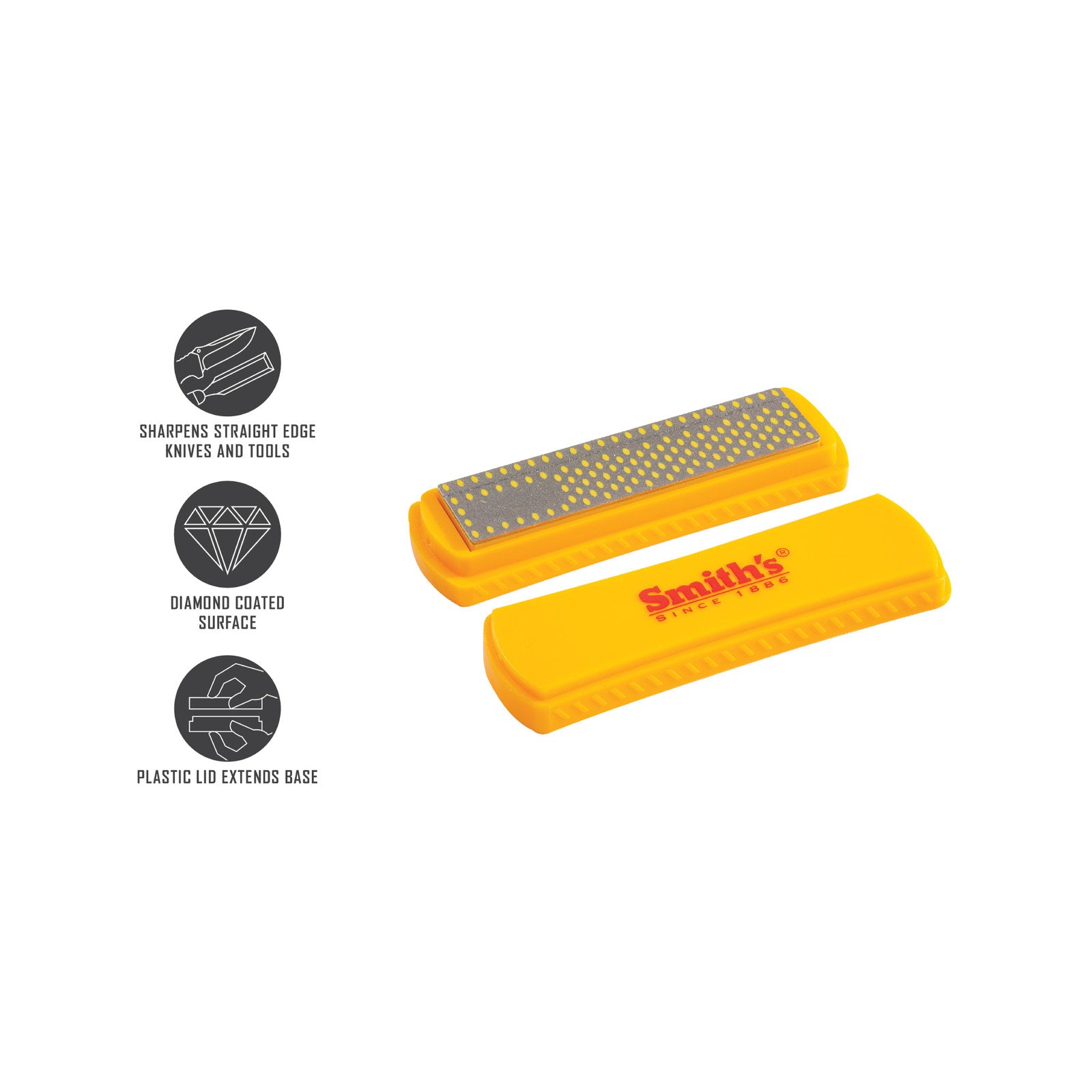 Smith's 4" Coarse Diamond Sharpening Stone with Cover for Knives