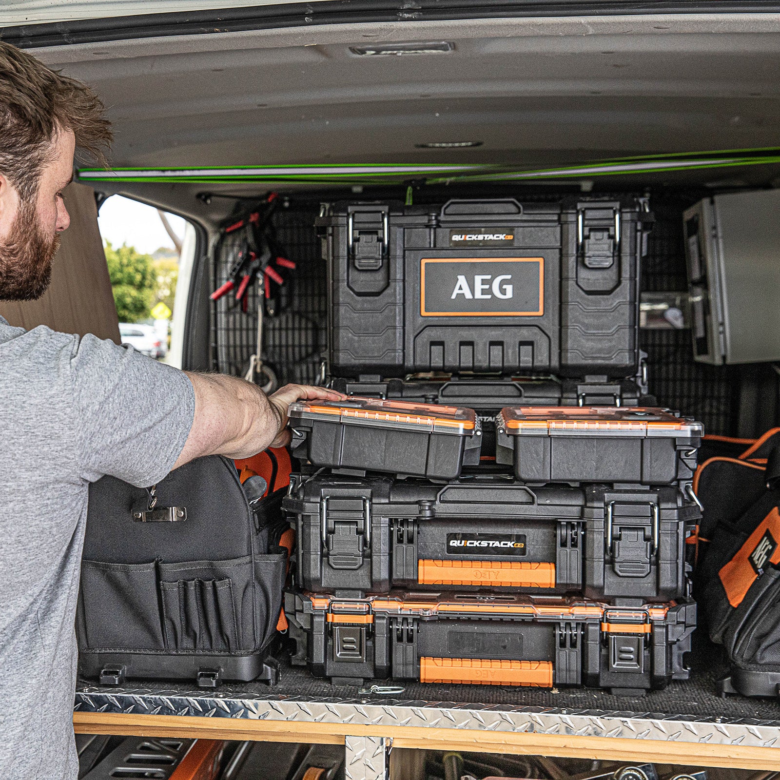 AEG Quickstack 2.0 Medium Toolbox, Modular Stackable Storage
