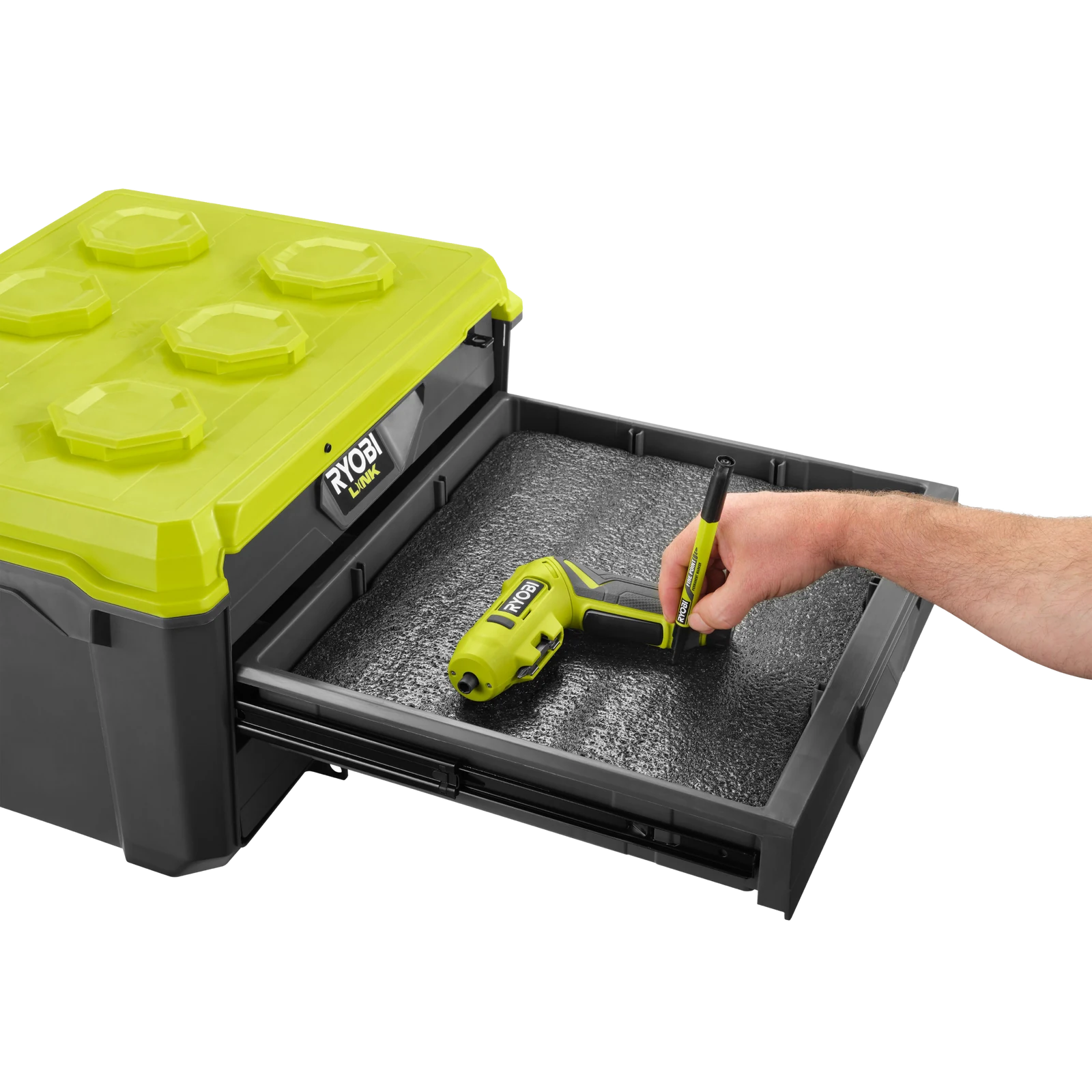 Ryobi LINK 3-Drawer Toolbox, Modular Storage with Extendable Drawers