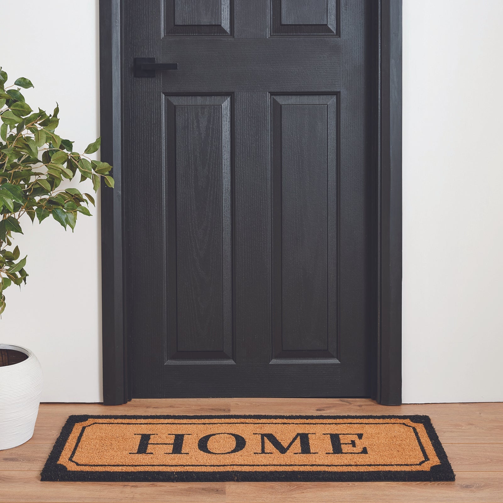 Madras Link 45 x 115cm Black Home Long Coir Door Mat, Coir & Vinyl