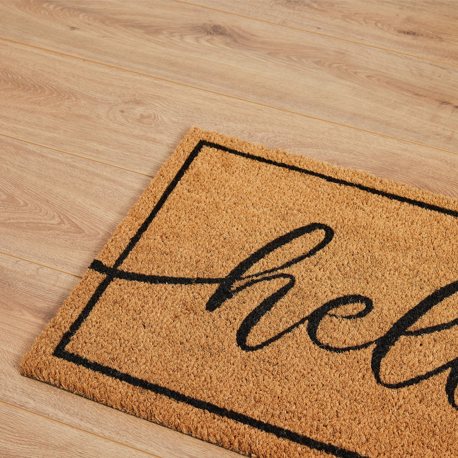 Madras Link 40 x 70cm Black Decorative Hello Coir Door Mat, Coir & Vinyl