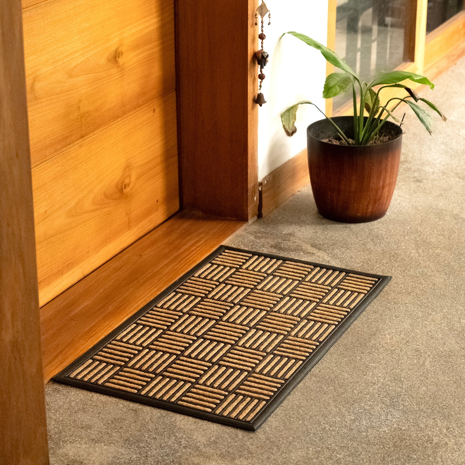 Bali Grid Coir & Rubber Outdoor Door Mat 45 x 75cm