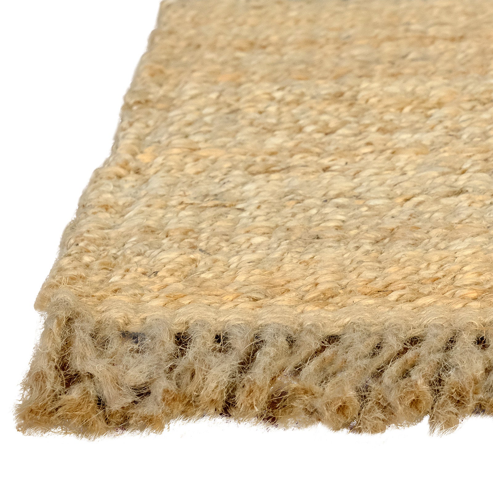 Frilled Jute Fibre Woven Indoor Door Mat 40 x 60cm Brushed Finish