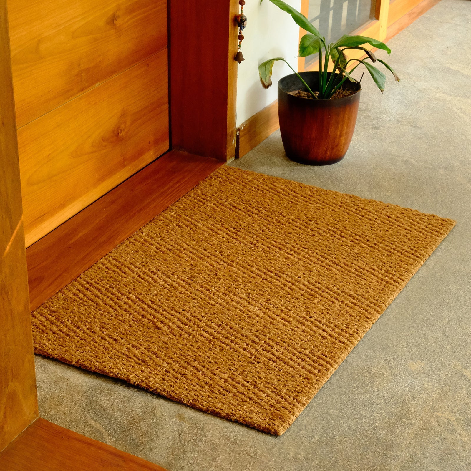 Chevron Flat Weave Coir Indoor Door Mat 60 x 90cm