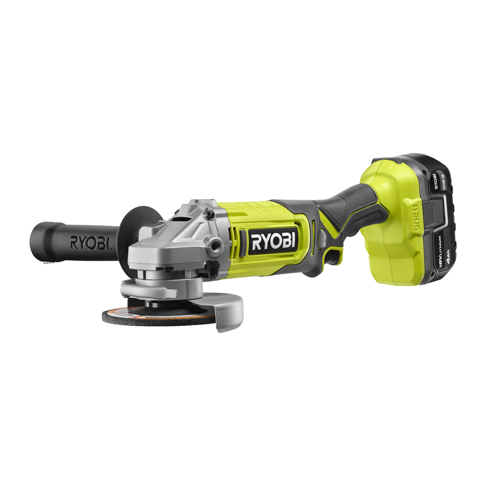 Ryobi 18V ONE+ 115mm Cordless Angle Grinder R18AG115, 9000rpm, Side Handle - Tool Only