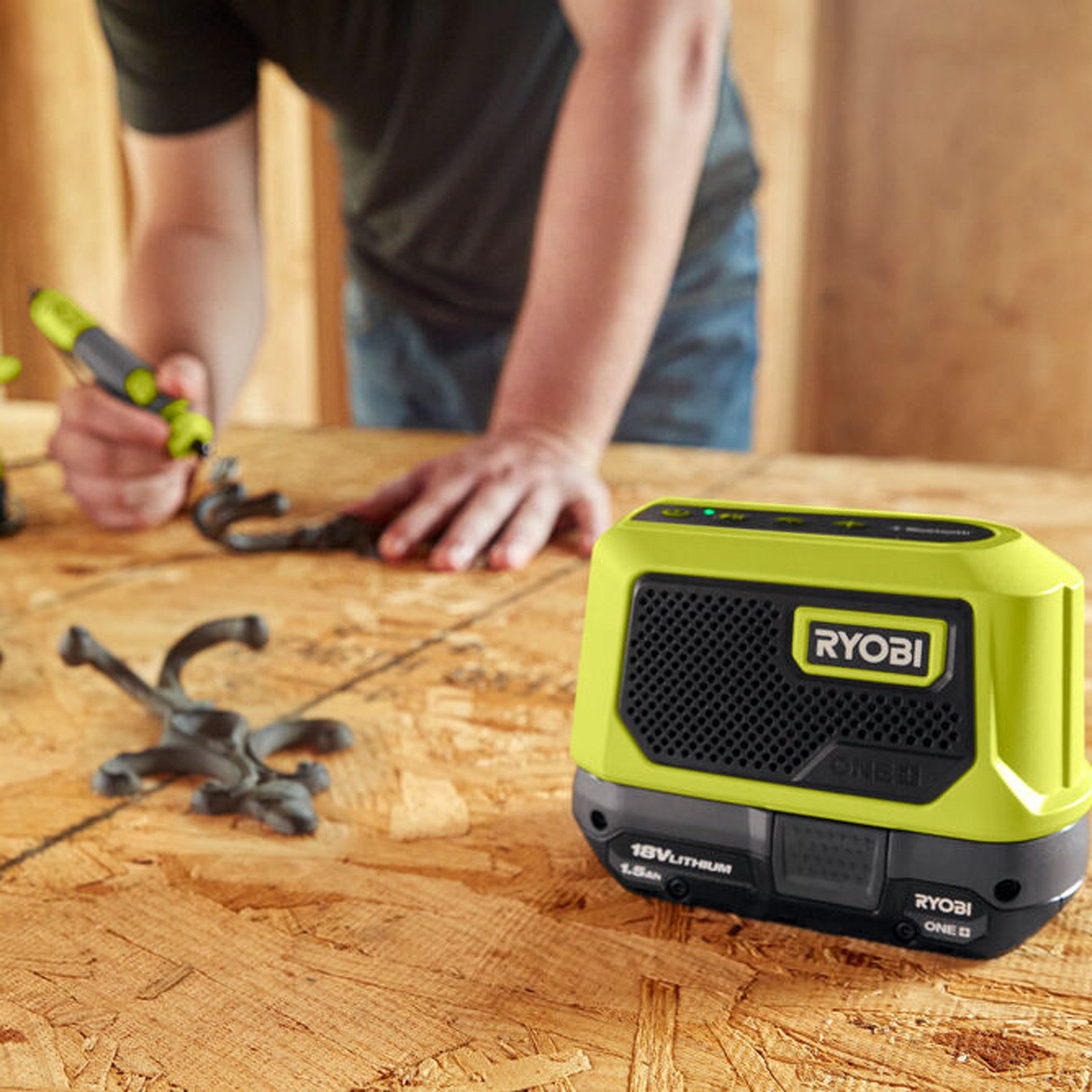 Ryobi ONE+ 18V Compact Bluetooth Speaker RBTM18 - Portable, Skin Only