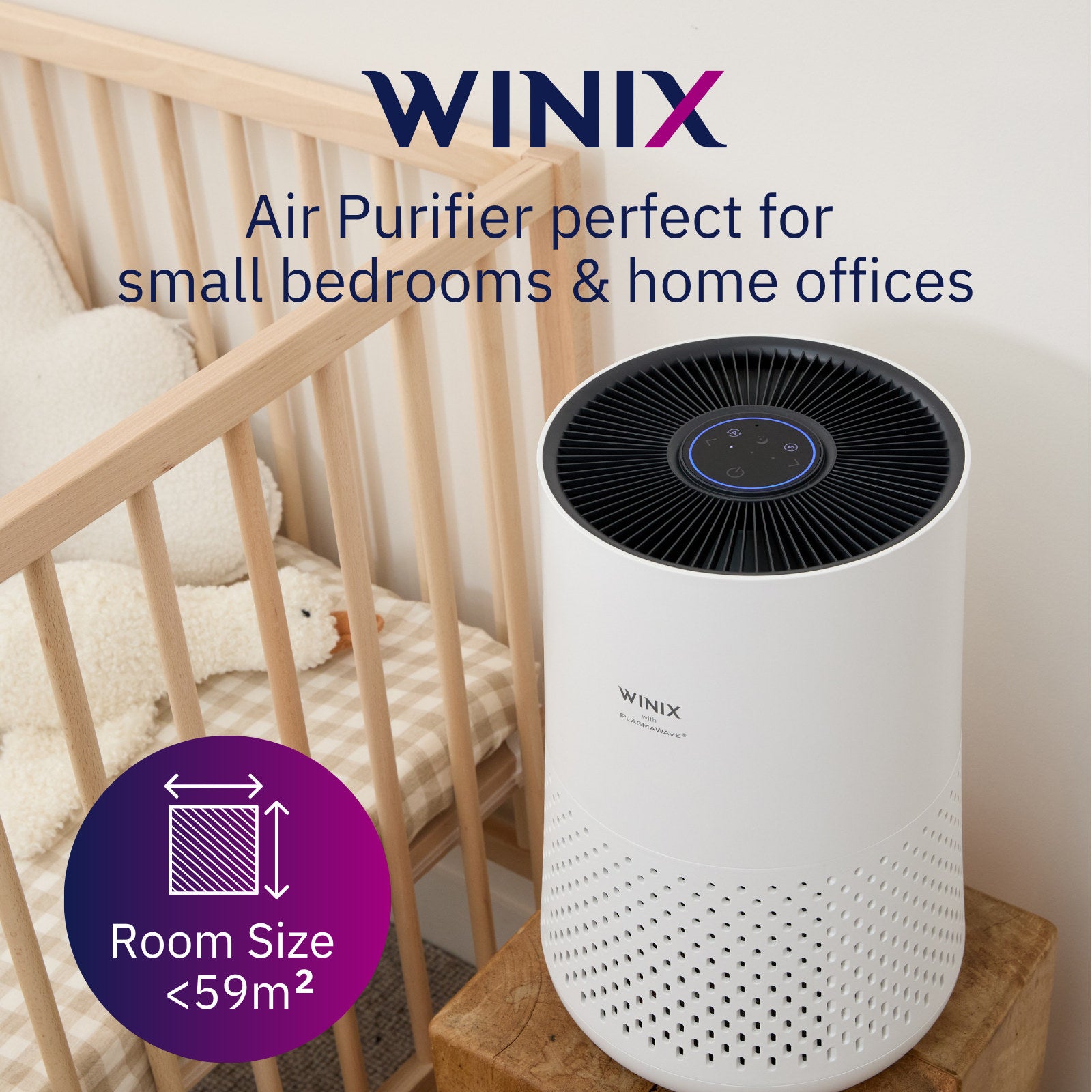 Winix Compact 4 Stage Air Purifier AUS-0850AAPU, White, True HEPA & PlasmaWave