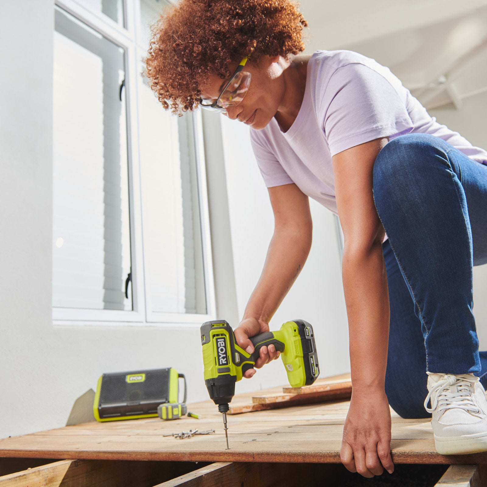 Ryobi 18V ONE+ Cordless Hammer Drill & Impact Driver Kit with 4Ah Battery & Charger R18X2C14