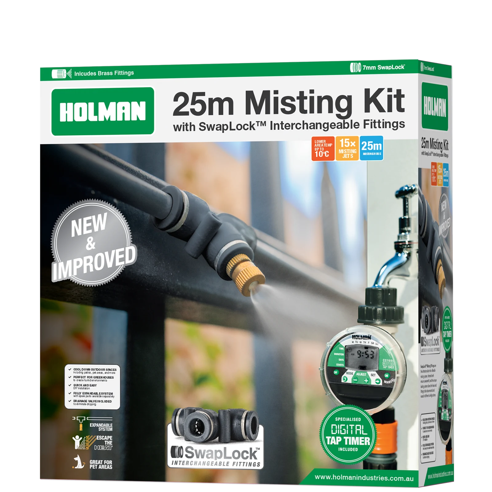 Holman 25m Misting Kit with SwapLock Fittings & Tap Timer