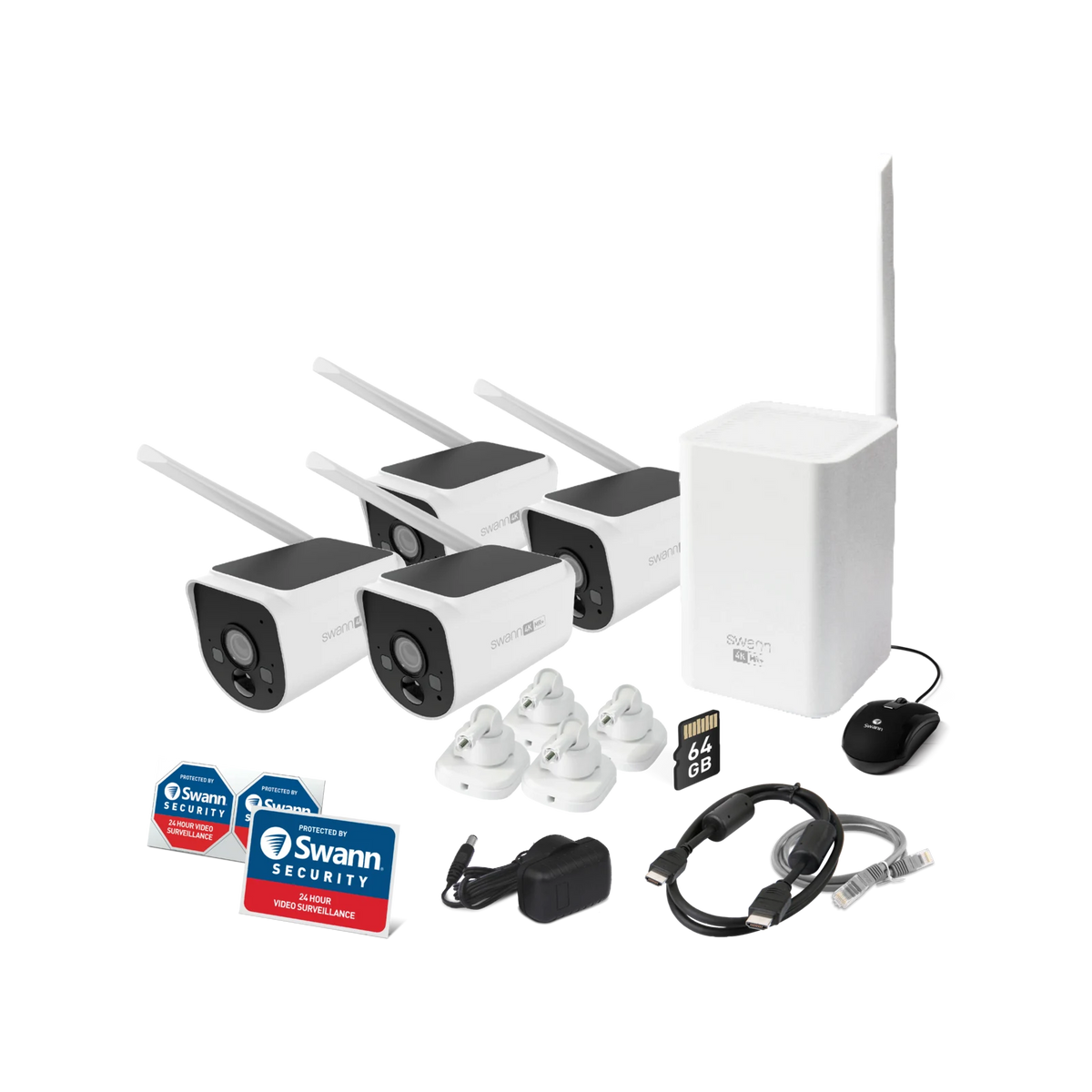 Swann MaxRanger4K 4K Solar Wireless Security System 4 Camera 64GB Night Vision SWNVK-MR4KSD4-AU