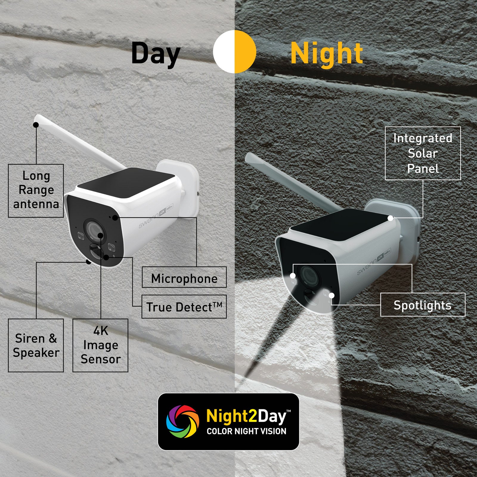 Swann MaxRanger 4K Solar Wireless Security System 2 Pack, 64GB, Night Vision SWNVK-MR4KSD2-AU