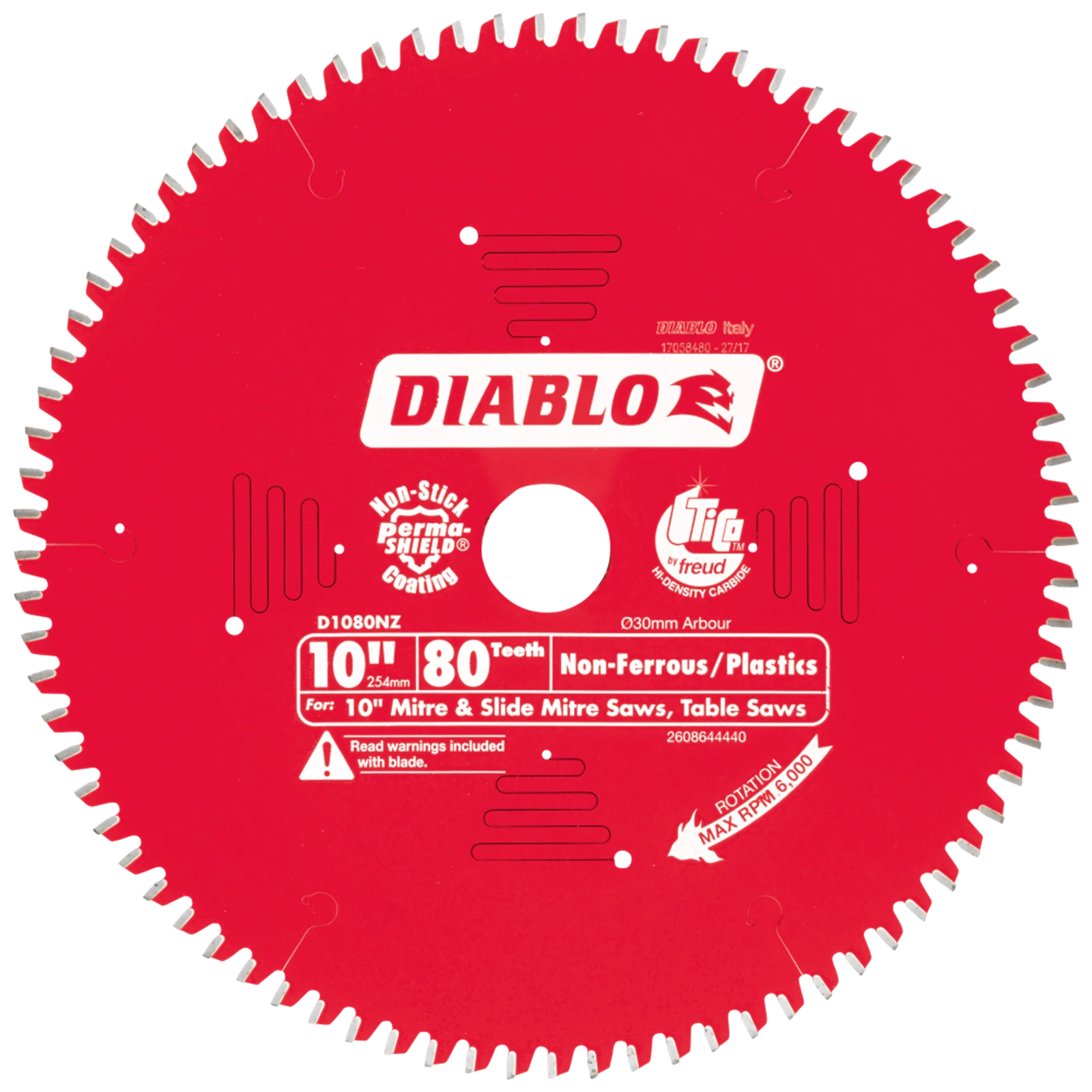 Diablo 254mm 80T Non-Ferrous & Plastics Circular Saw Blade
