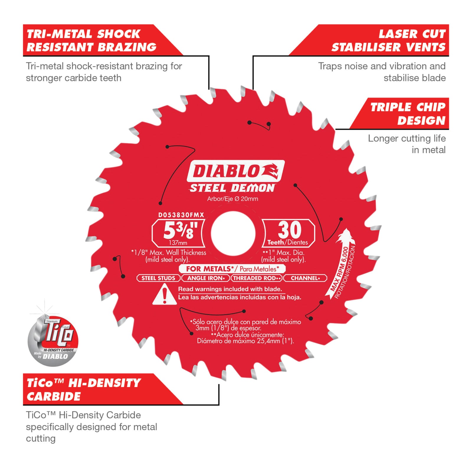 Diablo Steel Demon 136mm 5-3/8" 30T Ferrous Metals Saw Blade