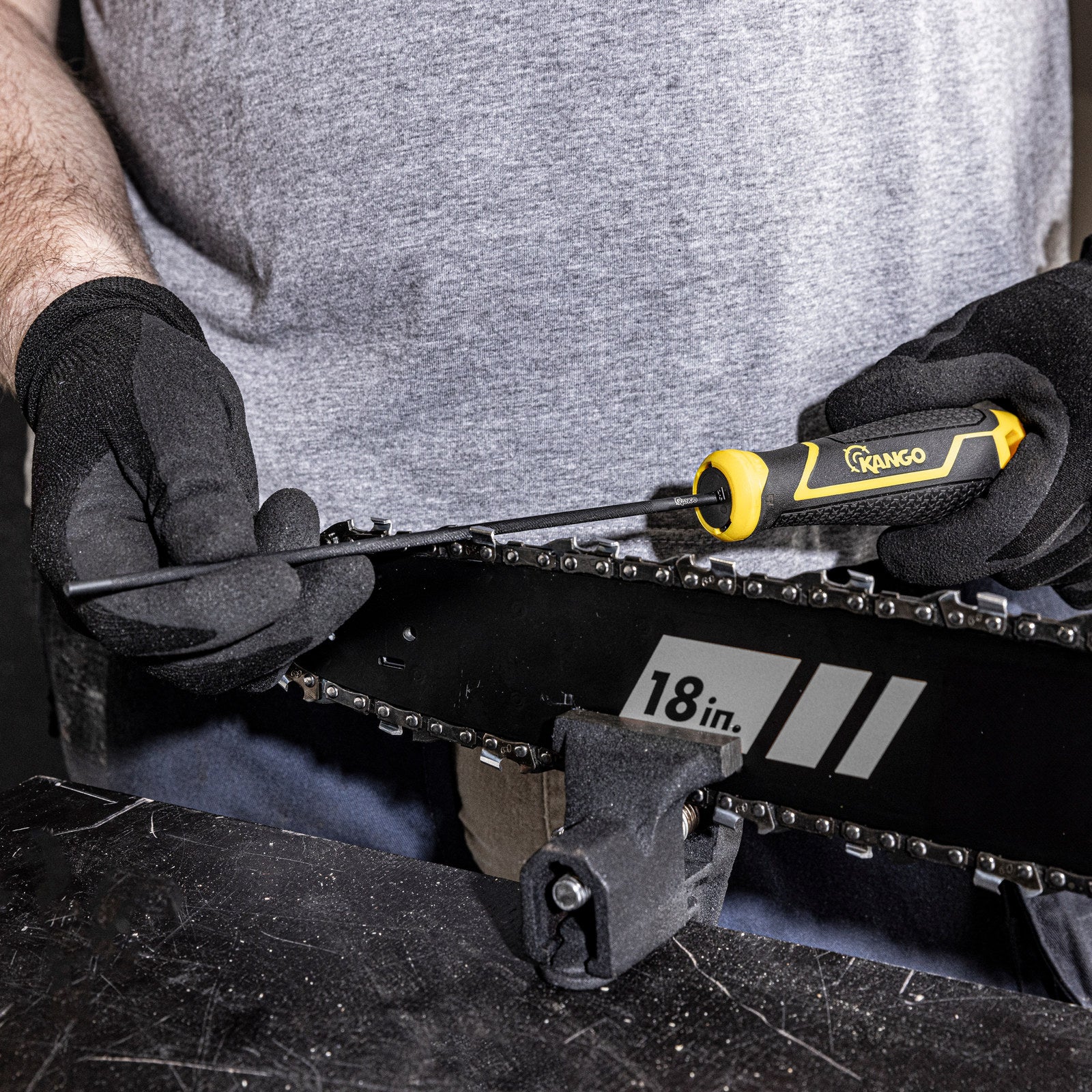 Kango 200 x 4mm Round Chainsaw File with Removable K-Lock Handle