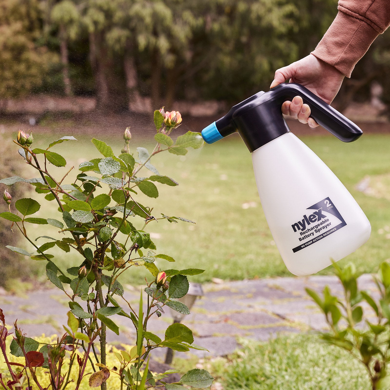 Nylex 2L Garden Battery Sprayer - Rechargeable Handheld with Adjustable Spray Tip