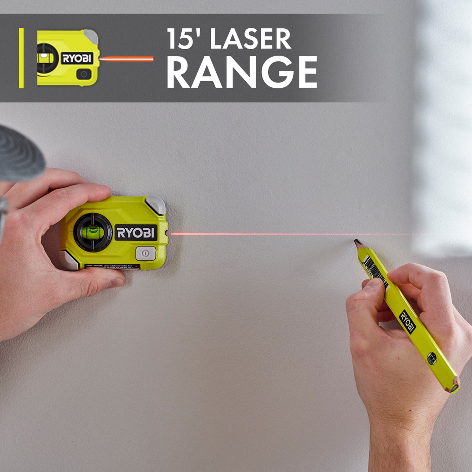 Ryobi Pocket Laser Level RPLVL with Push Pin Mounting