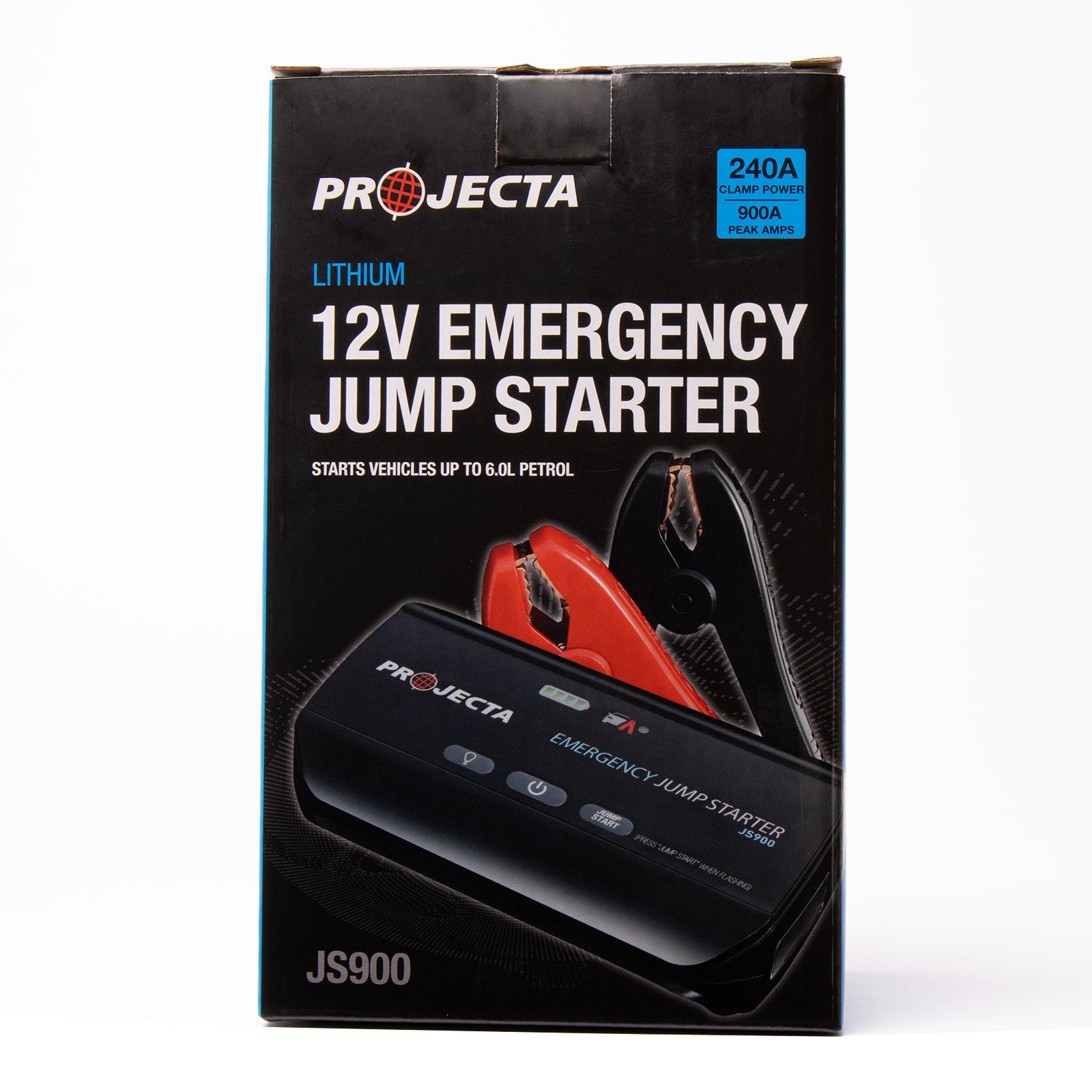 Projecta 12V 900A Lithium Jumpstarter JS900 in Black with LED Light and USB Power Bank
