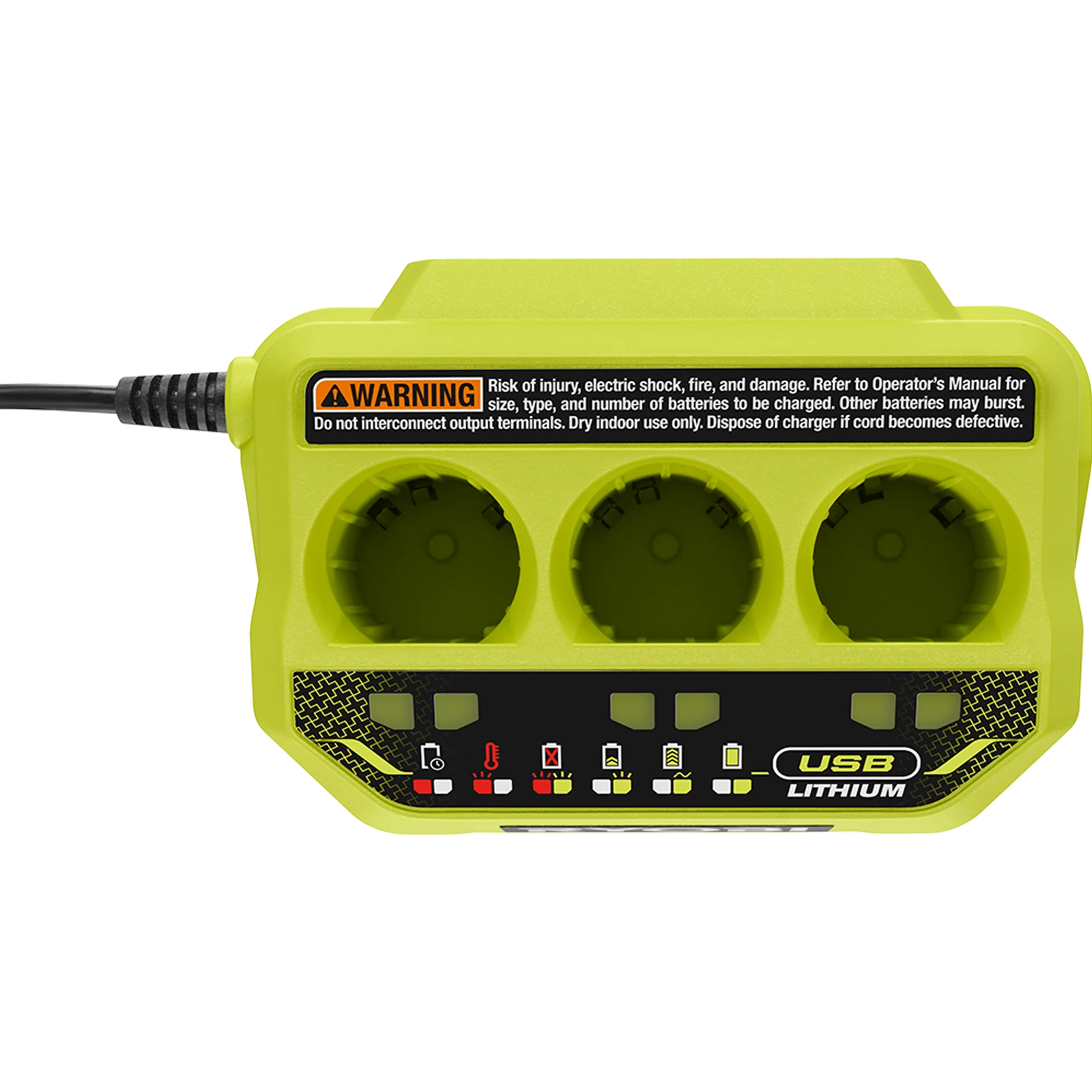Ryobi USB Lithium 3 Port 3A Charger RC43P with LED Status Indicators