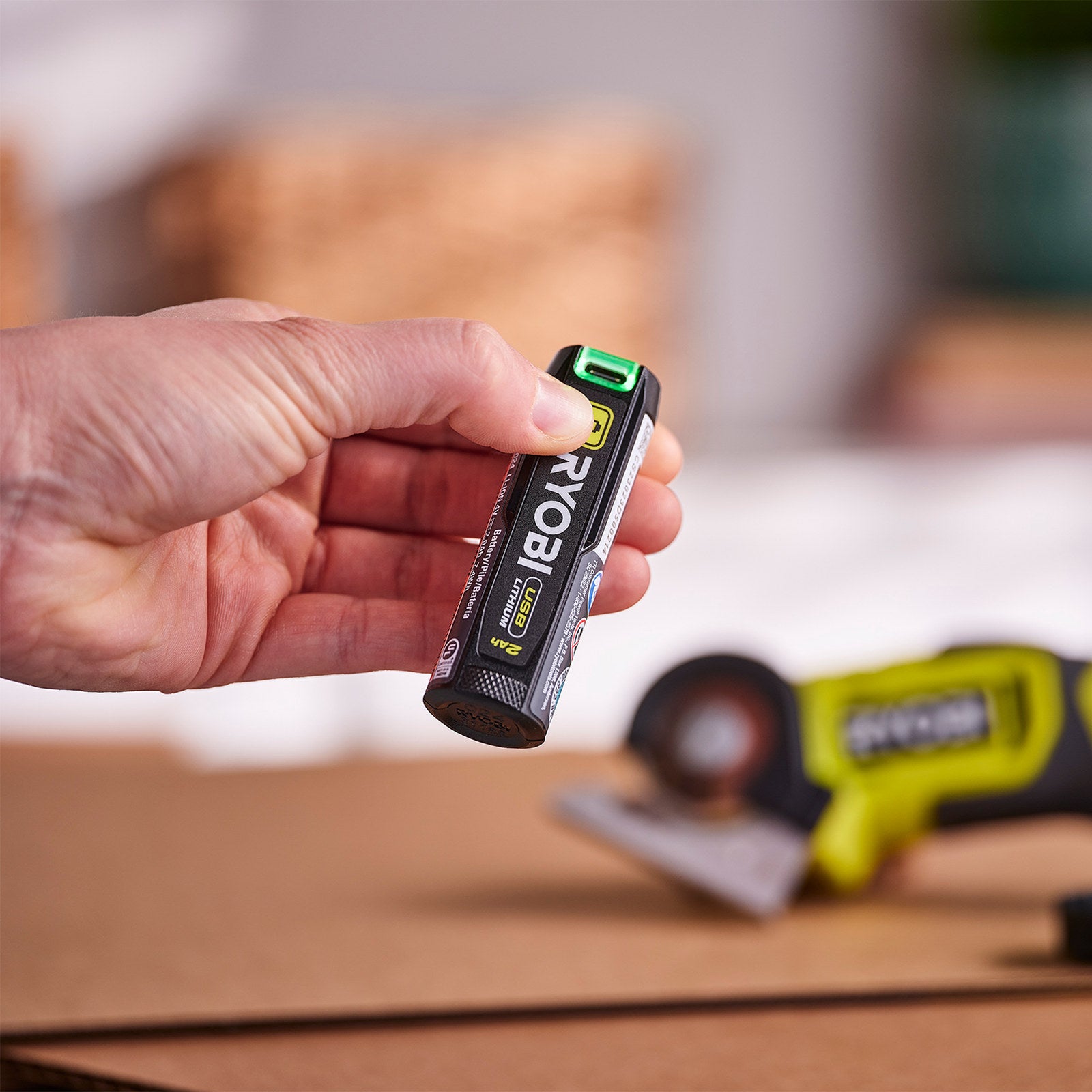 Ryobi USB Lithium 2Ah Battery and Power Bank RB4L20 with LED Charge Gauge