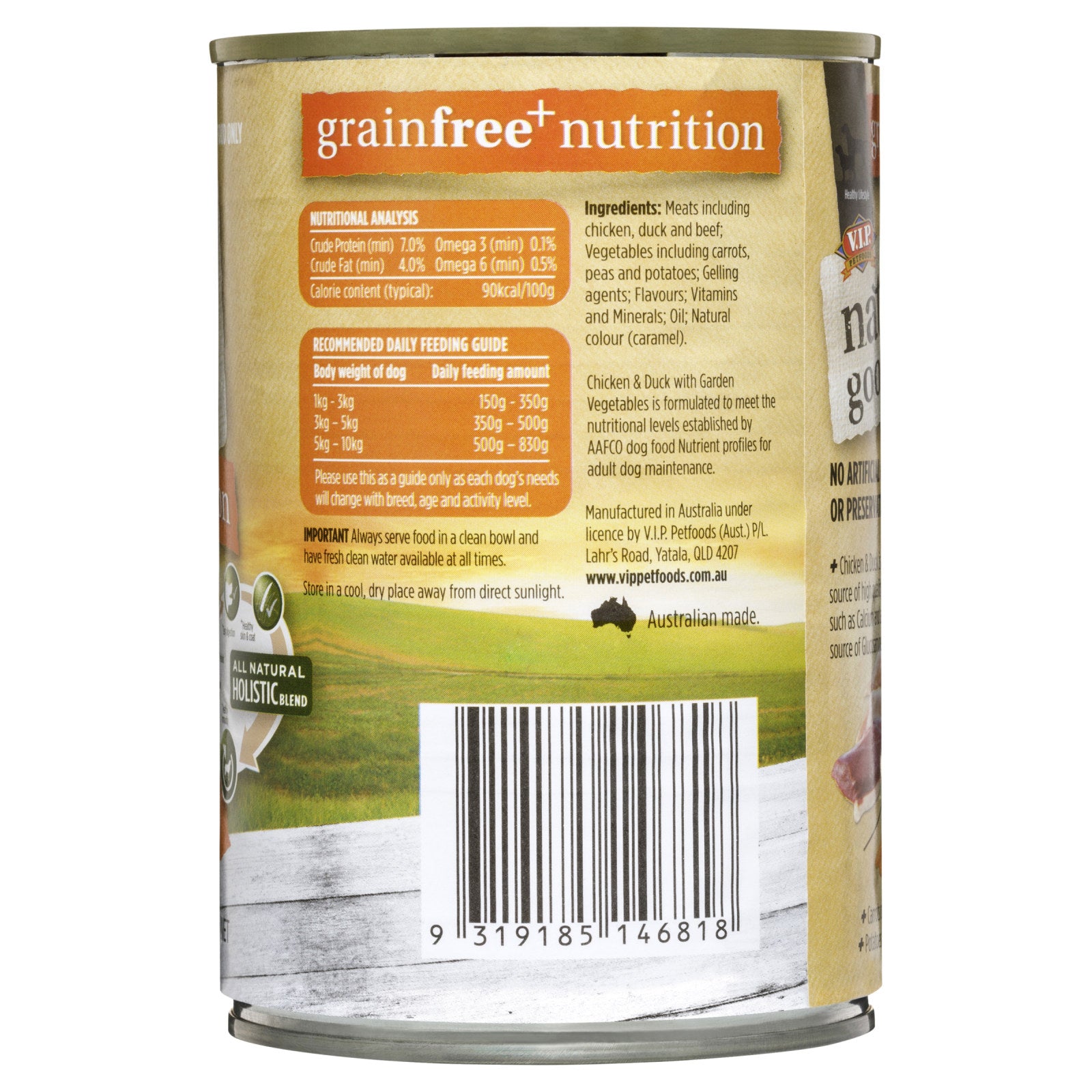 Natures Goodness 400g Chicken Duck & Garden Vegetables Grain Free Adult Dog Wet Food 12 Pack